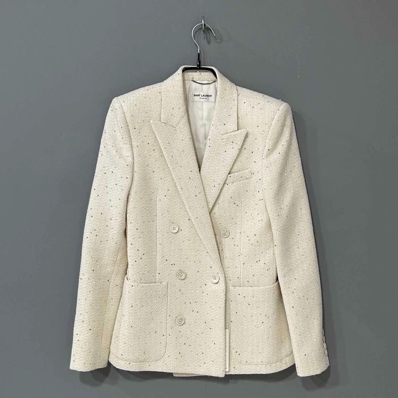 Saint Laurent Paris Saint Laurent Paris Sequined tweed double-breasted blazer 2 Size 42R - 1 Thumbnail