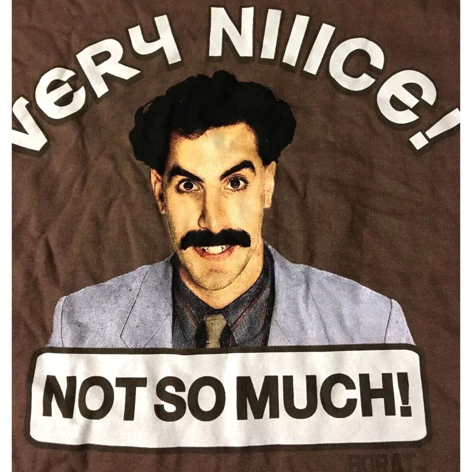 Vintage VINTAGE Borat Very Nice Movie Promo Shirt XL Men T-Shirt Brown Fun Movie 90s TV Show Retro Humor Clothing Mens Size US XL / EU 56 / 4 - 2 Thumbnail