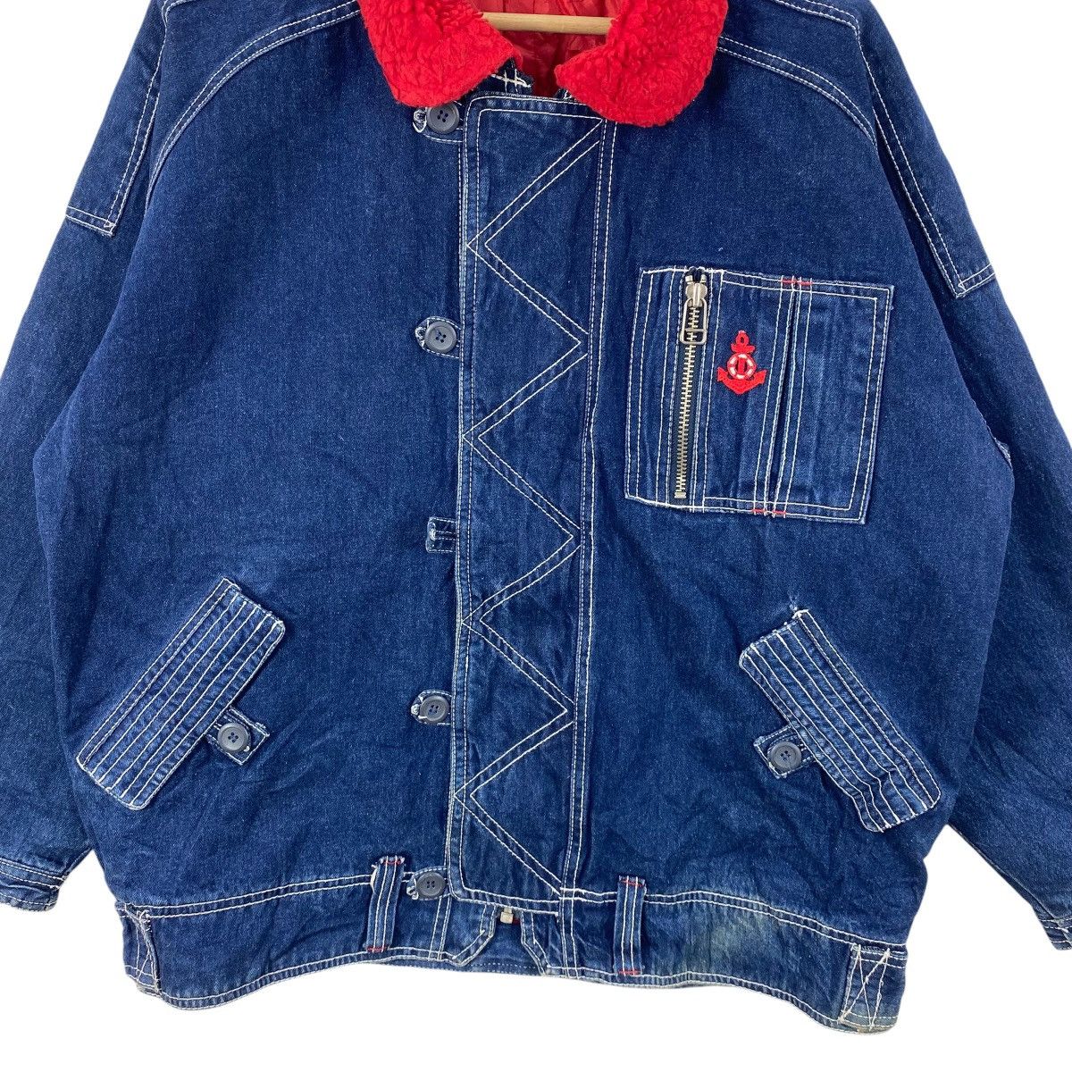 Vintage Vintage INDIGO DENIM Workwear Jacket Boa Collar Quilted Size US XXL / EU 58 / 5 - 6 Thumbnail