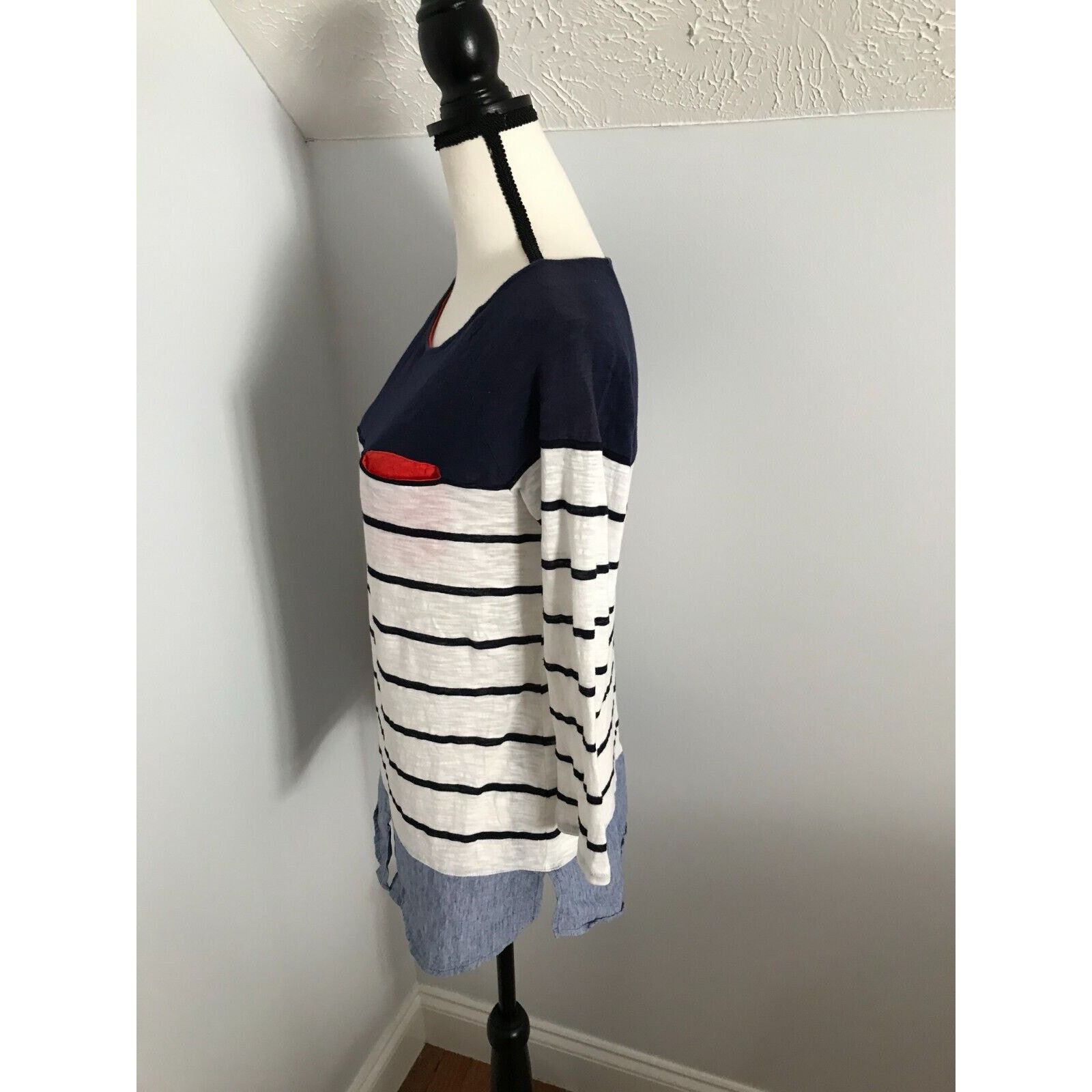 Anthropologie Anthropologie Postmark Women's Navy/White Striped Shirt Size M / US 6-8 / IT 42-44 - 2 Thumbnail
