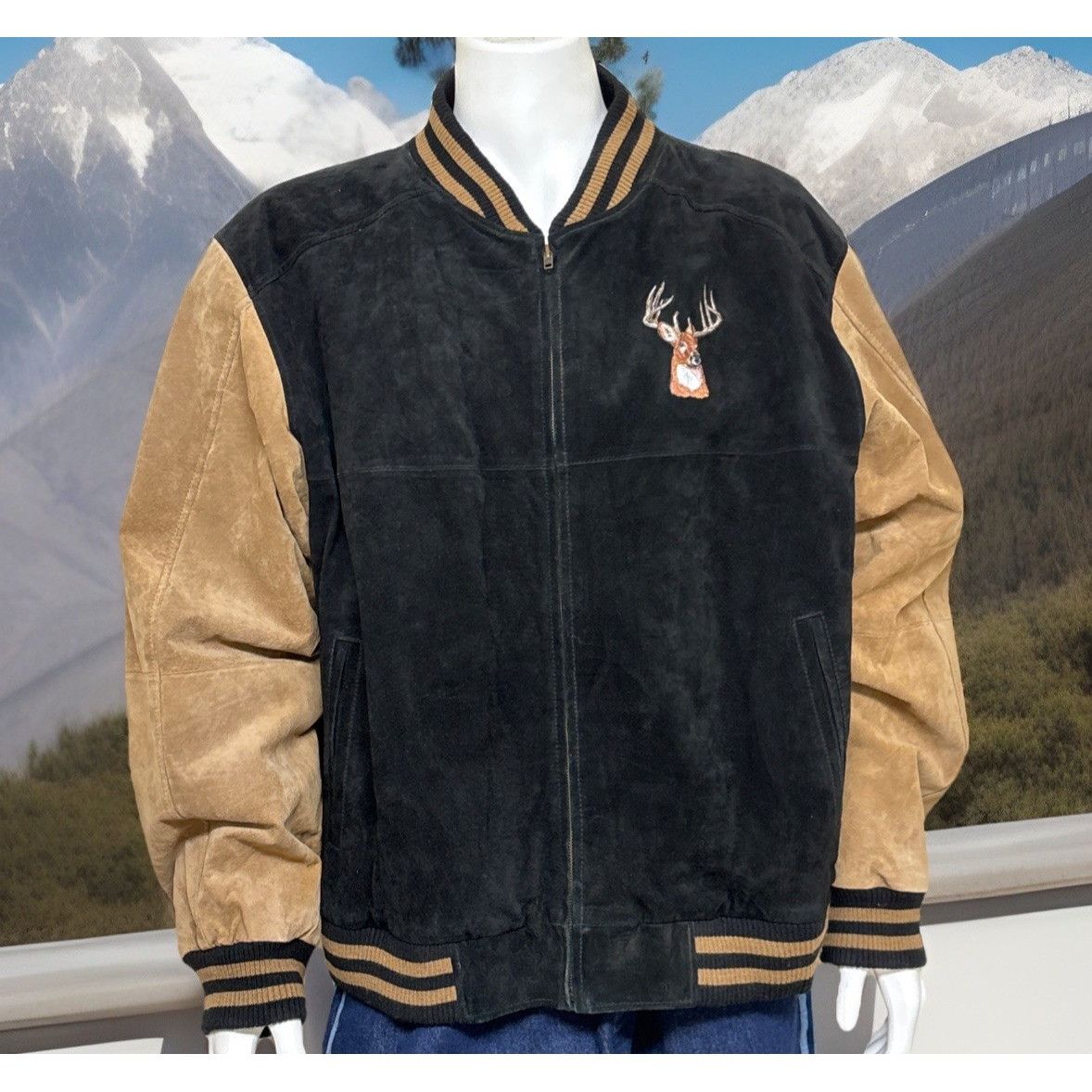 Other Vintage Leather Jacket Mens XXL Embroidered Varsity Pig Sued Size US XXL / EU 58 / 5 - 1 Thumbnail