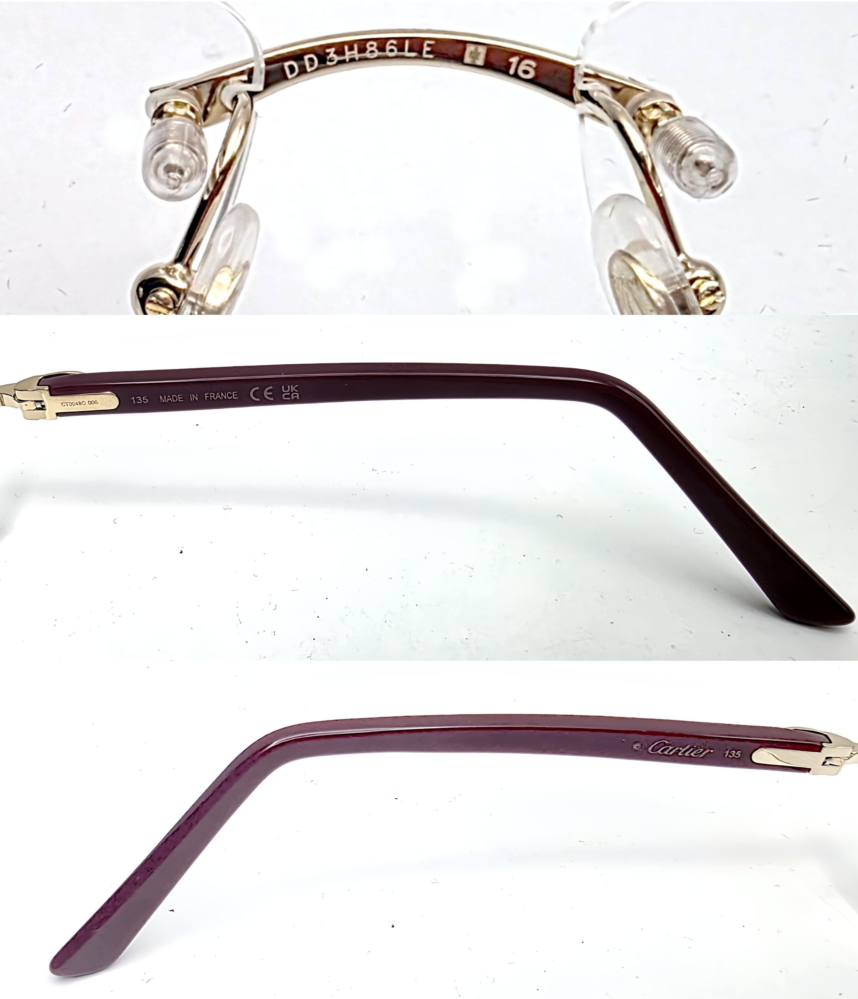 Cartier NEW! Cartier Glasses Canazei Burgandy CT0048O Size ONE SIZE - 16 Thumbnail