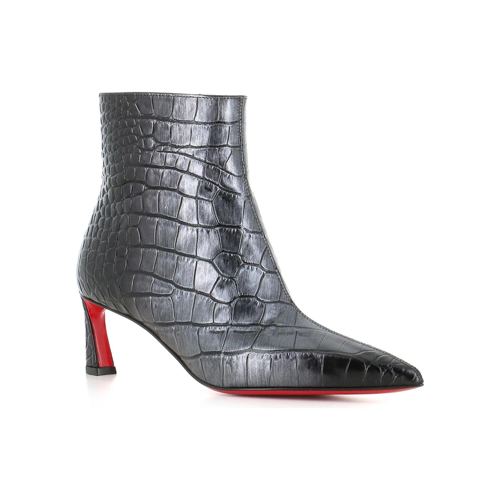 Christian Louboutin Christian Louboutin Condora Booty 55 Black Silver Croc Ali Size US 8 / IT 38 - 3 Thumbnail