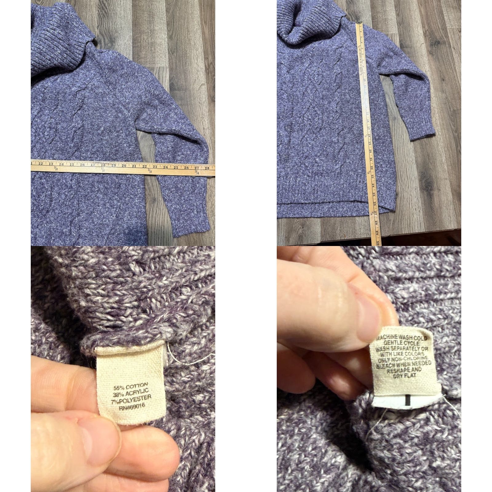 Vintage Ruff Hewn Sweater Womens Plus 2X Purple Turtleneck Pullover Cable-Knit Shirt? Size XXL / US 16-18 / IT 52-54 - 8 Thumbnail