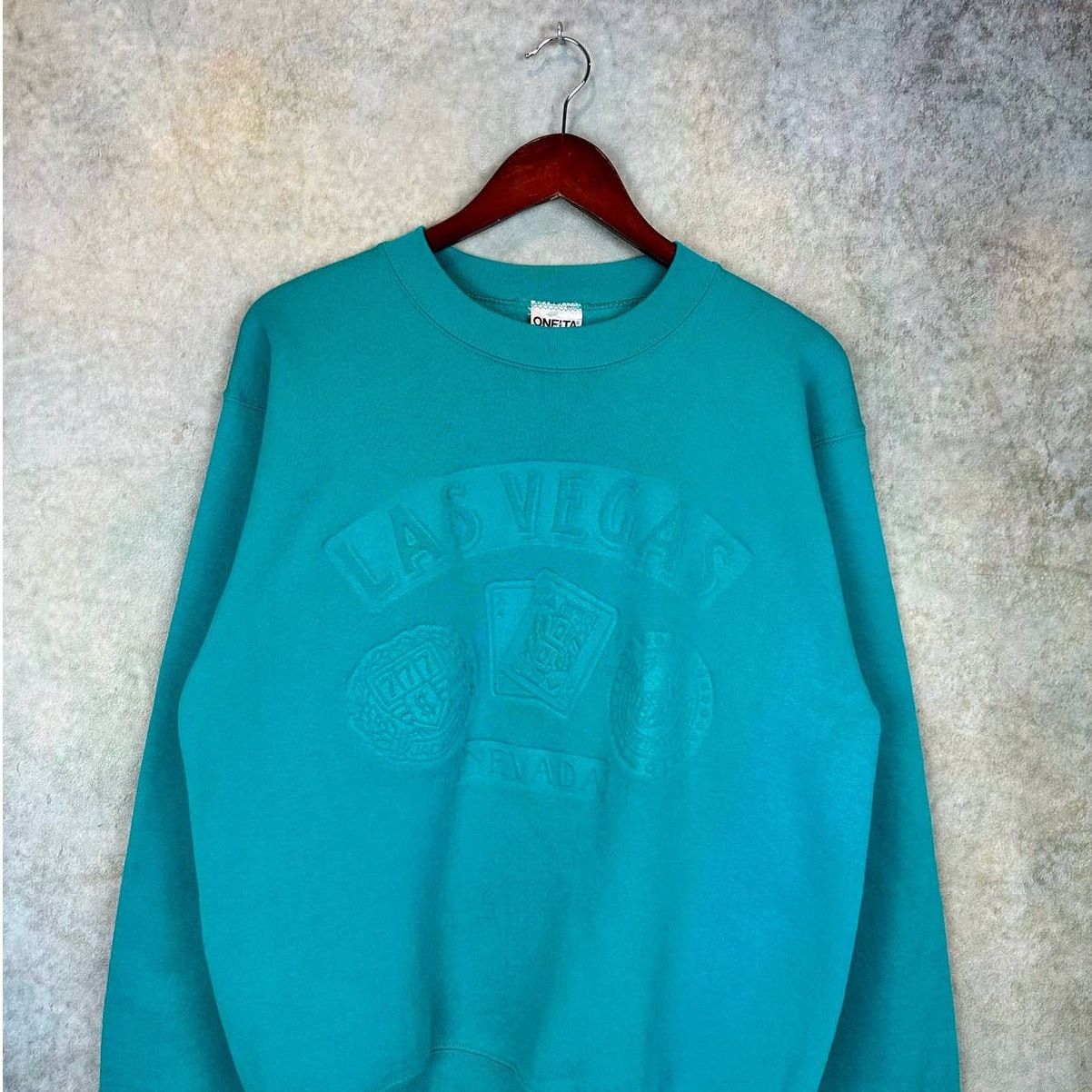 Vintage Vintage 90s Las Vegas Nevada Crewneck Sweatshirt Sz M Teal Size US M / EU 48-50 / 2 - 2 Thumbnail