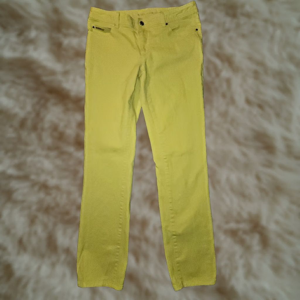 Michael Kors VINTAGE Michael Kors Slim Straight Leg Jeans Women's 6 Yellow Low Rise Stretch City Jeans Size 28" / US 6 / IT 42 - 1 Thumbnail