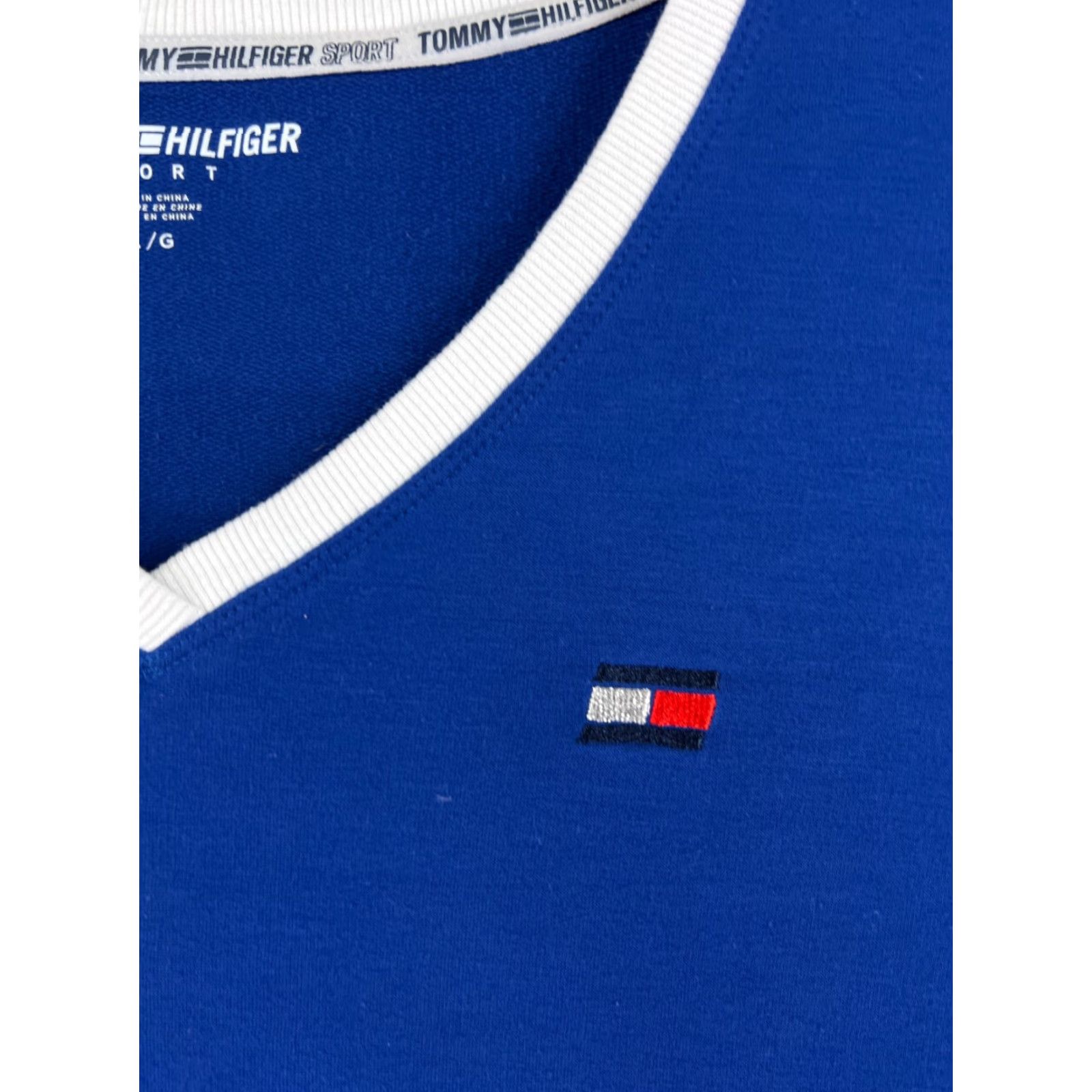 Tommy Hilfiger Tommy Hilfiger Sport Shirt Womens Large Blue V-Neck Crop Shirt Size L / US 10 / IT 46 - 6 Thumbnail