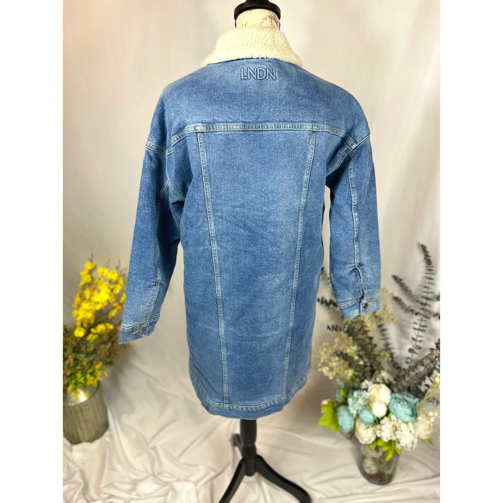 Other LNDN Landon Denim Sherpa Lined Jacket Medium Wash XS/S Size S / US 4 / IT 40 - 16 Thumbnail