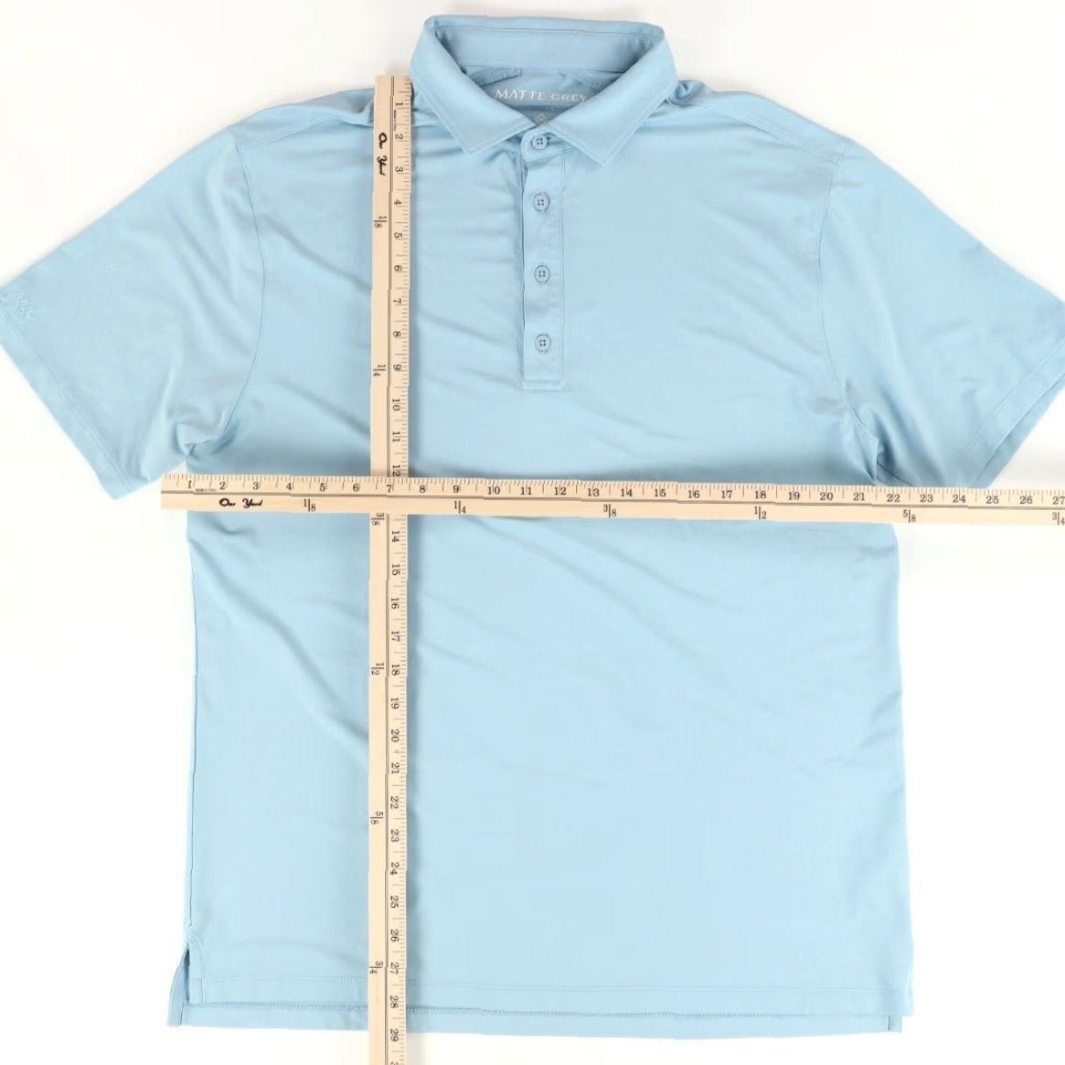 Vintage **Matte Grey 4 Button Stretch Blue Men's Polo Shirt L** User: **Matte Grey 4 Button Stretch Blue Men's L Polo Shirt** Size US L / EU 52-54 / 3 - 3 Thumbnail