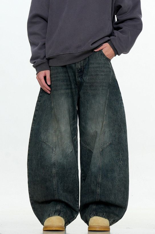 Jean Men's American retro loose wide-leg washed scimitar jeans Size US 32 / EU 48 - 1 Thumbnail