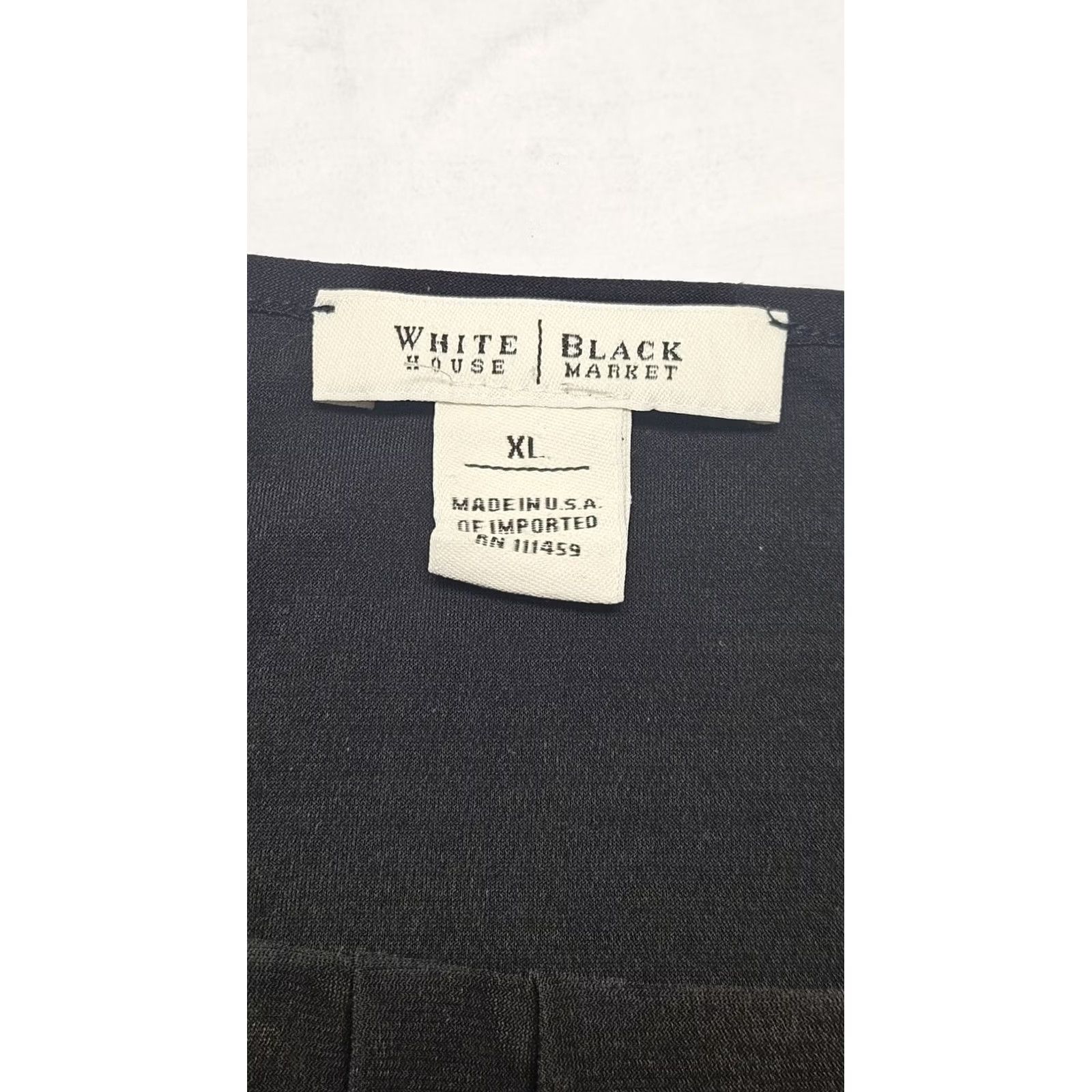 White House Black Market White House Black Market Black XL Women's Short Sleeve Gathered Ruched Blouse Size 40" / US 18 - 7 Thumbnail