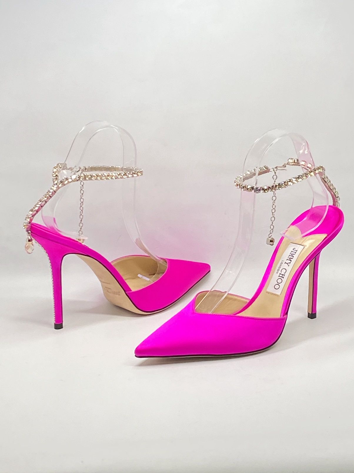 Jimmy Choo Jimmy Choo Saeda Satin Crystal Ankle-Strap Pumps size 39 Size US 9 / IT 39 - 9 Thumbnail