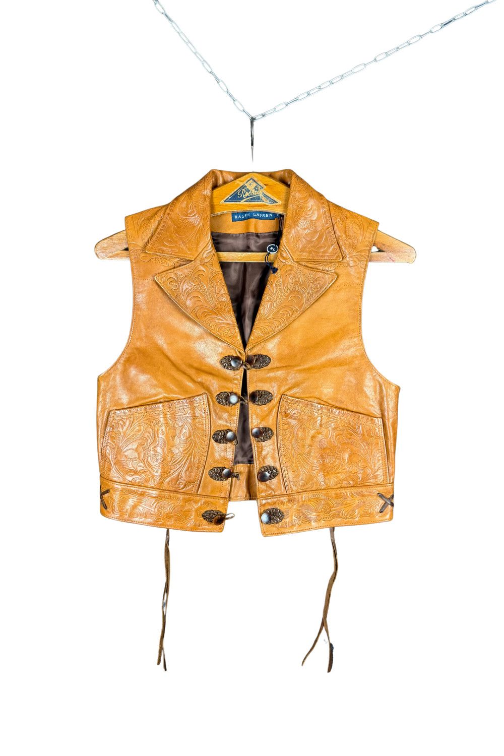 Late 90s Ralph Lauren Embossed Western Leather Vest