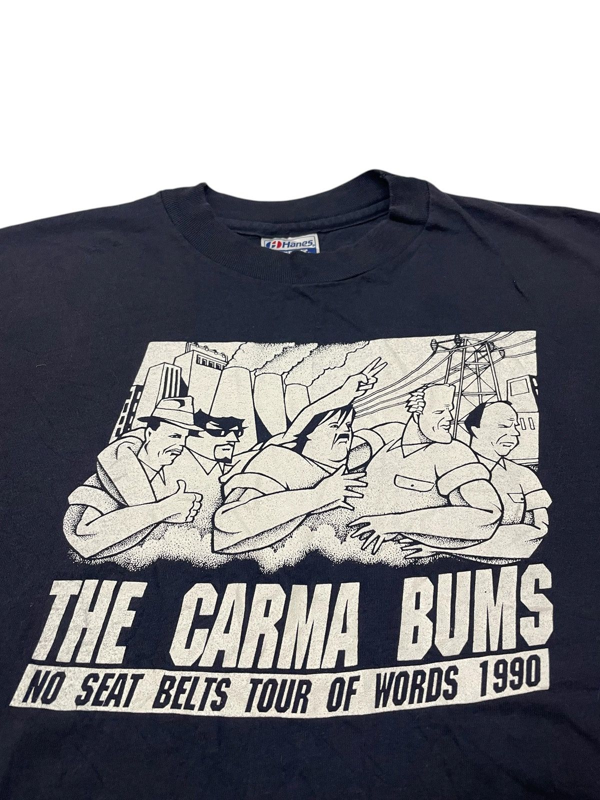 Band Tees Vintage 90s THE CARMA BUMS No Seat Belts Tour Of Words Tees Size US XL / EU 56 / 4 - 2 Thumbnail