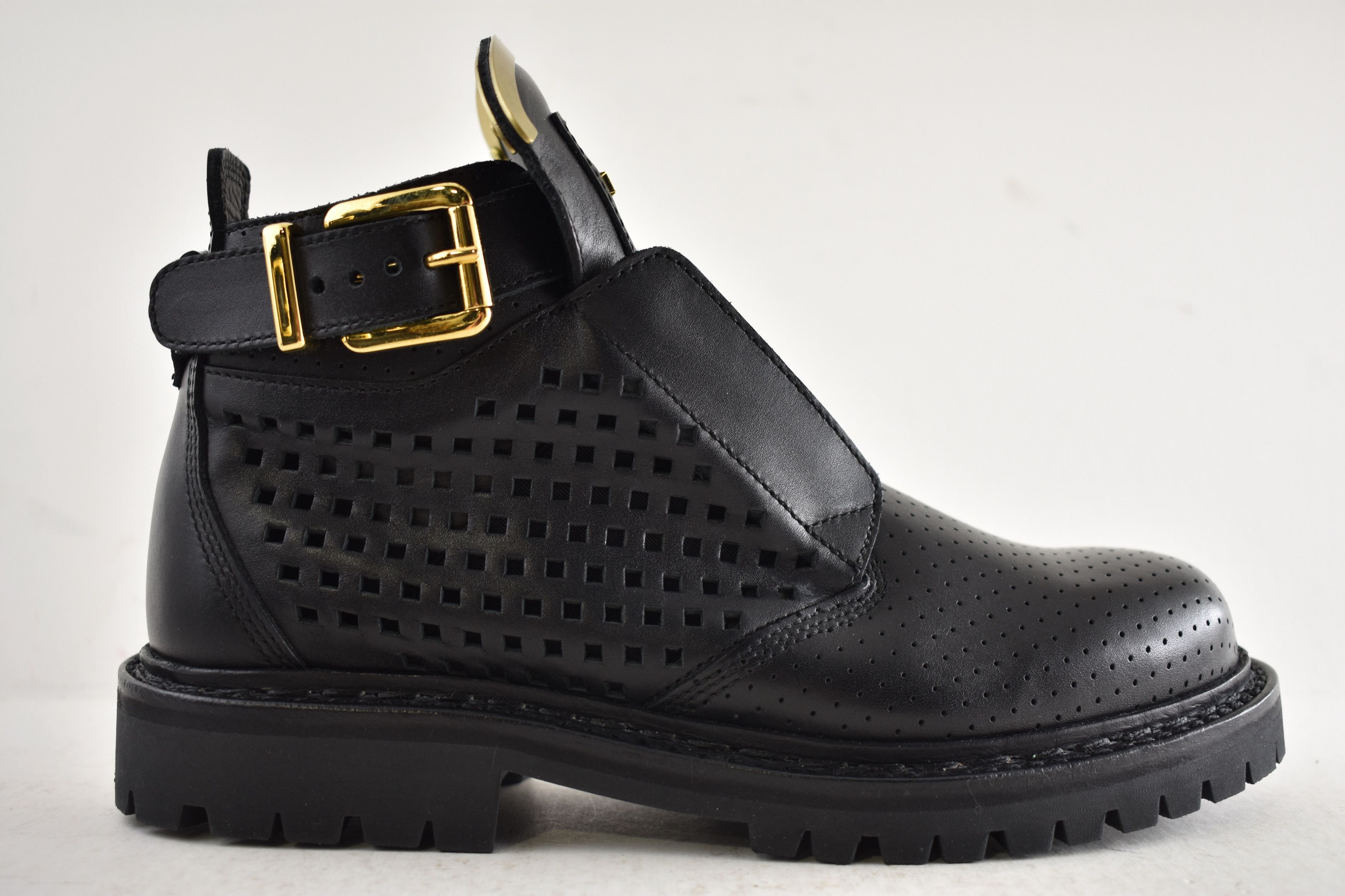 Balmain King Taiga Ranger Leather Perforated Gold Biker Moto Boot 36 Size US 6 / IT 36 - 2 Thumbnail