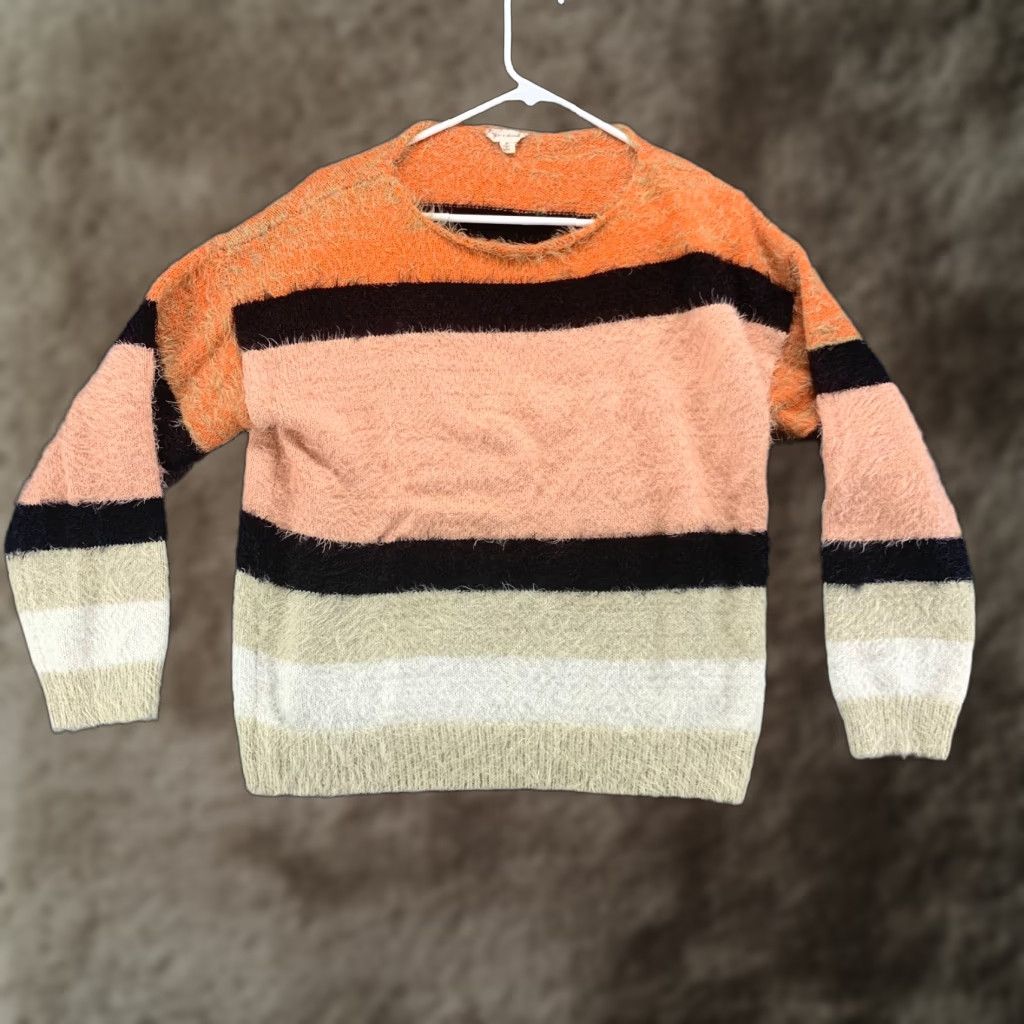 Vintage Hem & Thread Striped Pullover Sweater Womens Medium Orange Casual Acrylic Blend Size M / US 6-8 / IT 42-44 - 1 Thumbnail