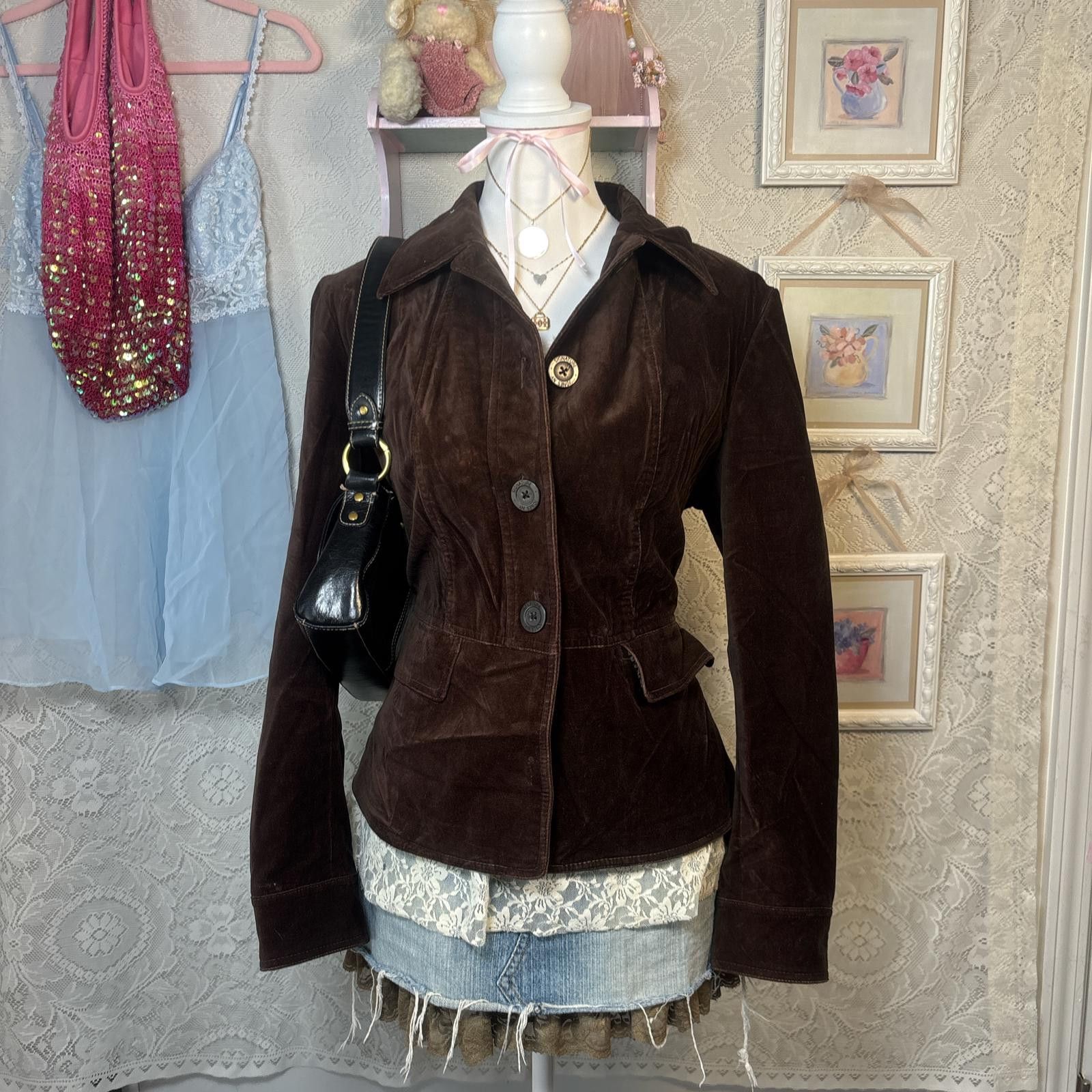 Jones New York vintage velvet soft cozy brown jacket Size M / US 6-8 / IT 42-44 - 1 Thumbnail