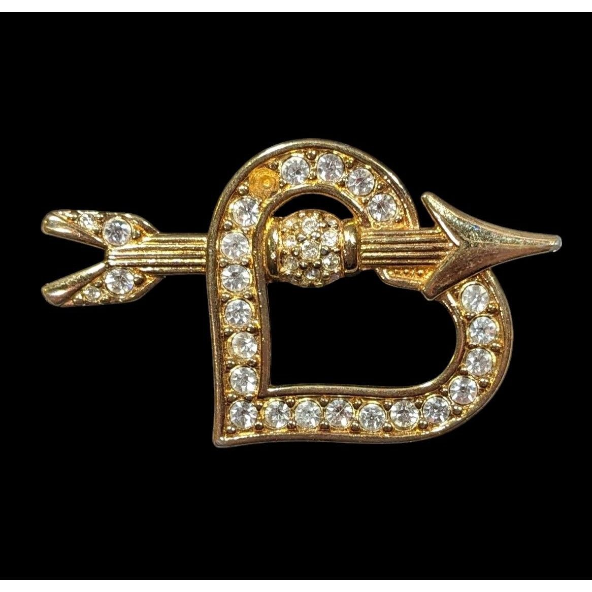 Swarovski Vintage Swarovski Heart And Arrow Brooch Gold Tone With Cryt Size ONE SIZE - 1 Thumbnail