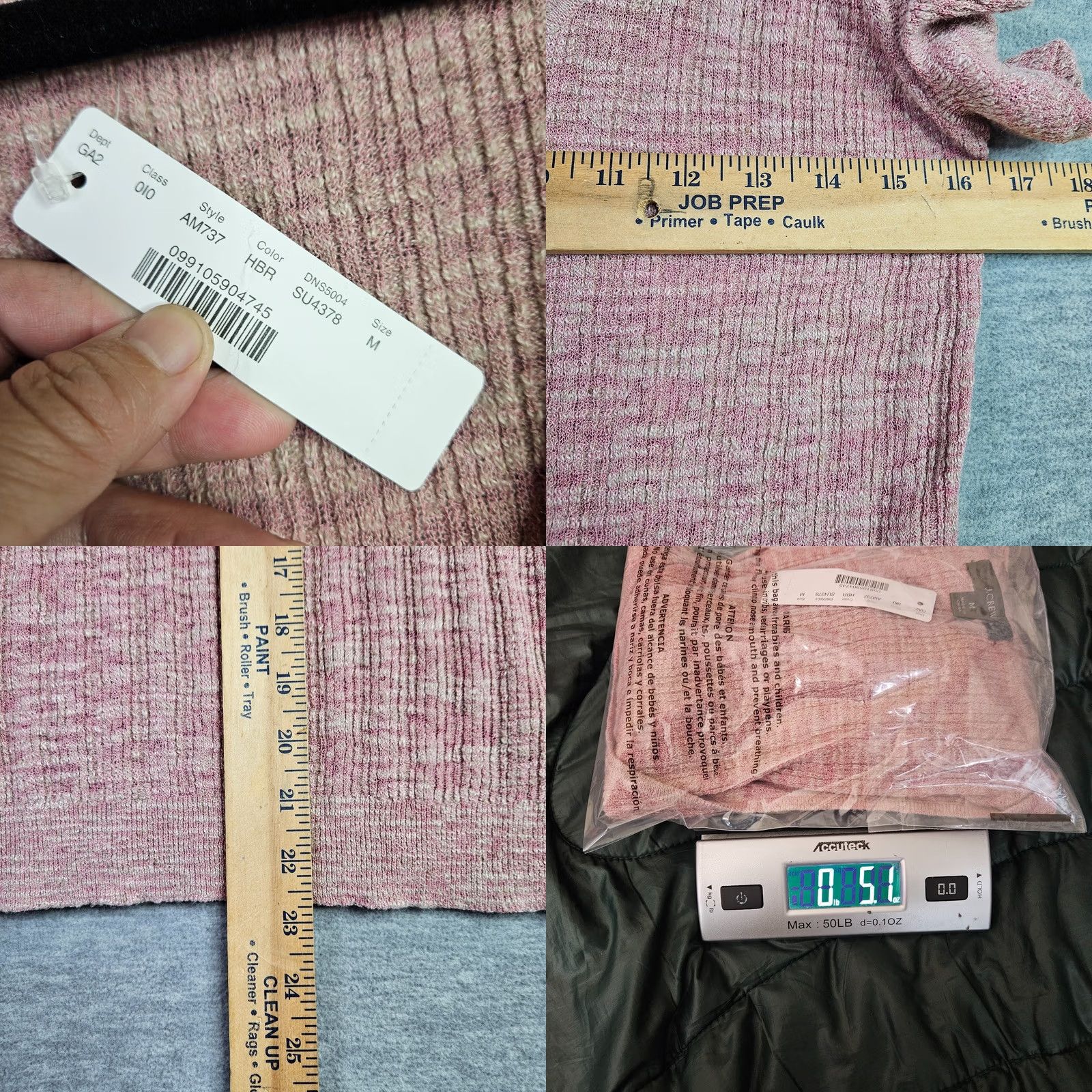 J.Crew J.CREW Women’s Medium Pink Knit Blouse NWT Ruffle Sleeve Marled Cotton Blend Crewneck Long Sleeve Regular Fit All Seasons Shirt Women M Pink NWT Size M / US 6-8 / IT 42-44 - 8 Thumbnail