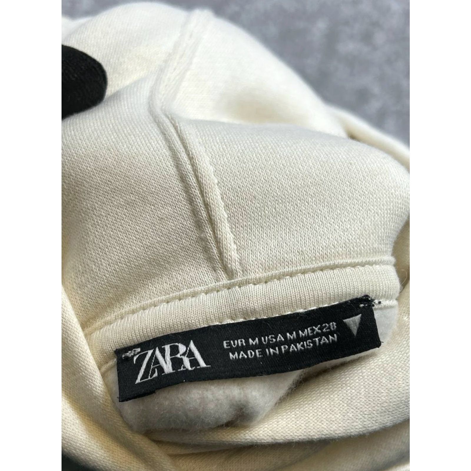 Zara Zara Hoodie Womens Medium Beige Pullover Hoodie Cropped Crew Neck Fleece Cotton Blend Size M / US 6-8 / IT 42-44 - 3 Thumbnail