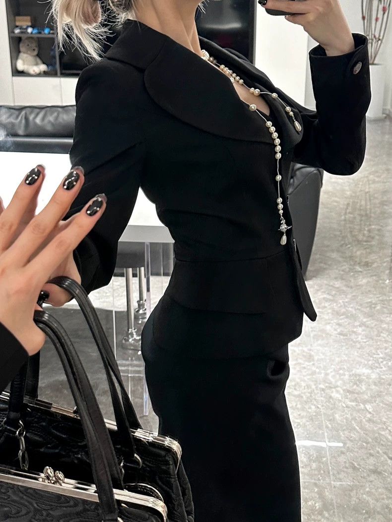 Vivienne Westwood Vivienne Westwood Love black pleated petal collar suit Size S / US 4 / IT 40 - 3 Thumbnail