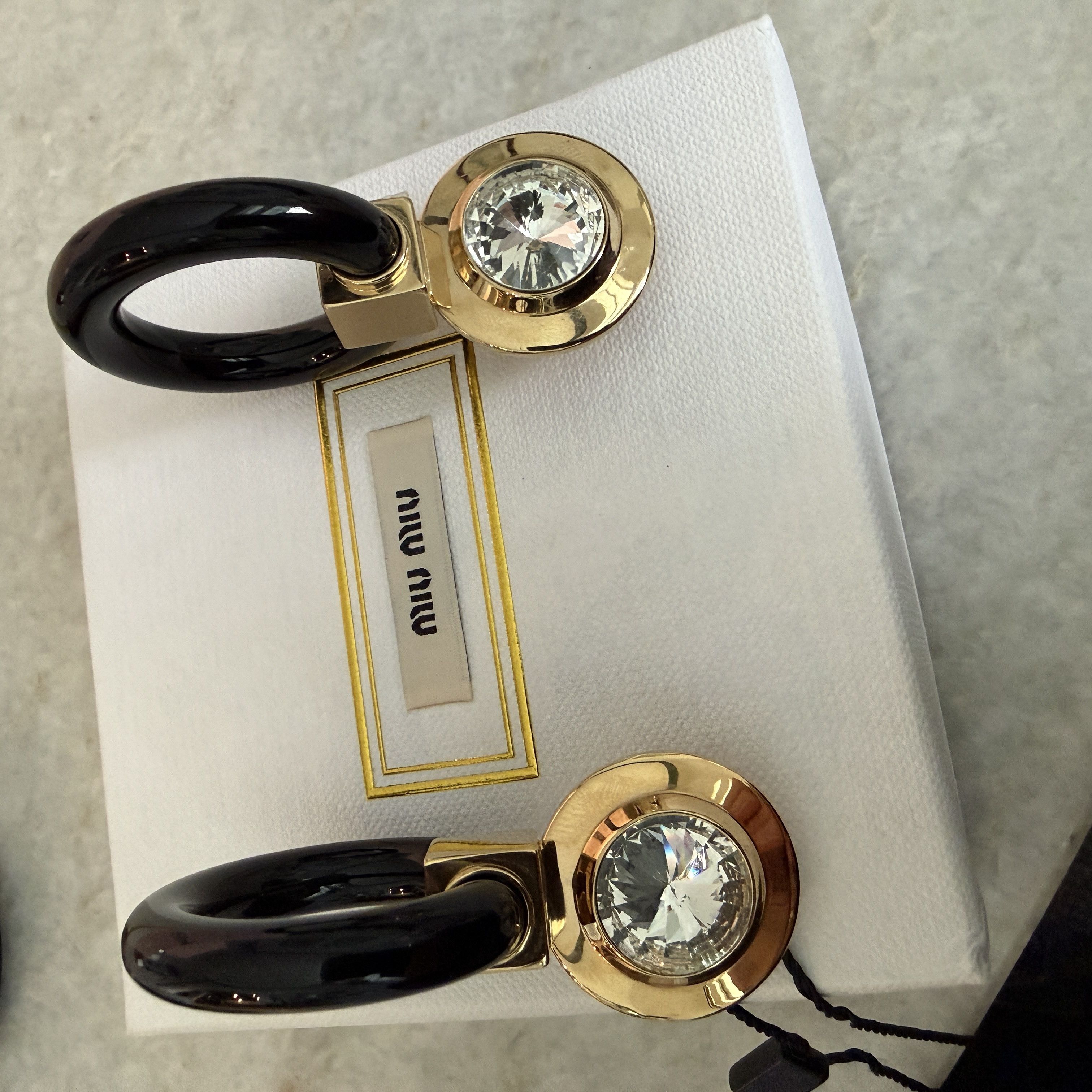 Miu Miu Miu Miu SIO079 Plex Gold & Black Crystal drop Earrings Size ONE SIZE - 8 Thumbnail