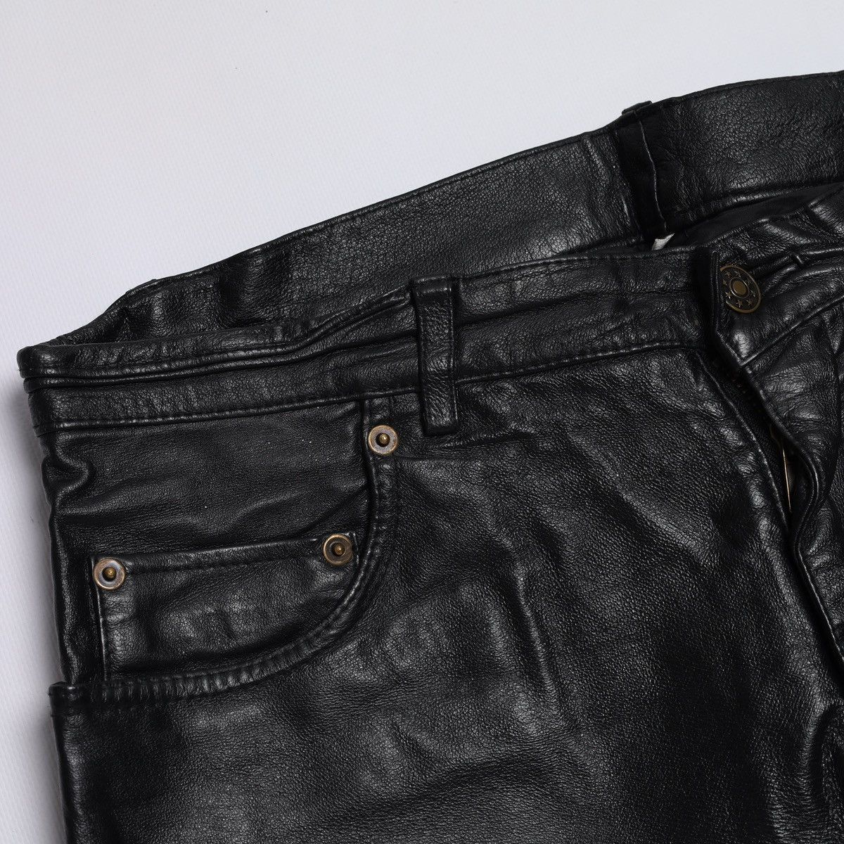 Genuine Leather Vintage Biker Leather Pants ykk Gore Size US 33 - 8 Thumbnail