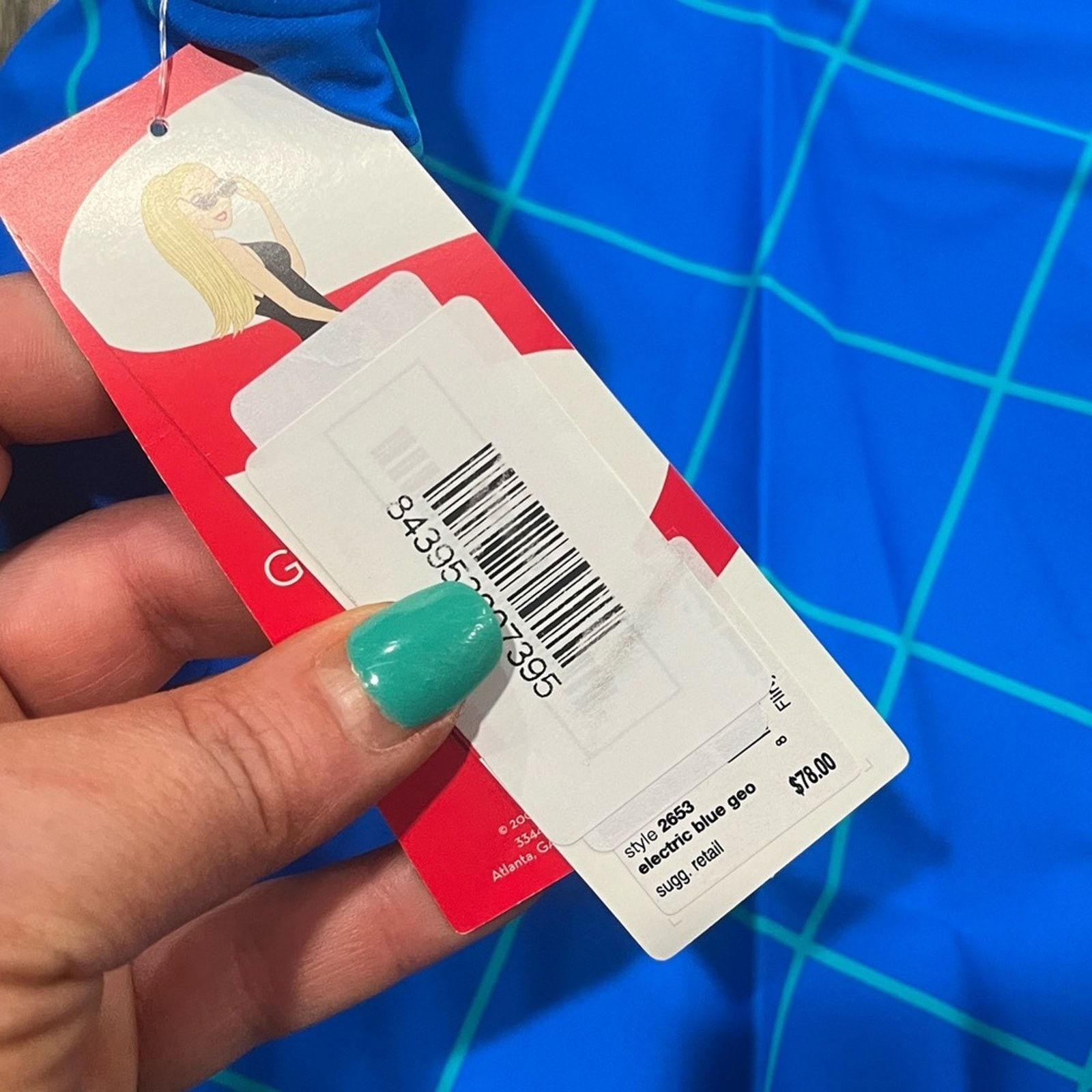 Spanx NWT Spanx Flirty Skirted Swim Bikini BottomBlue Geo Size 12 Size ONE SIZE - 4 Thumbnail