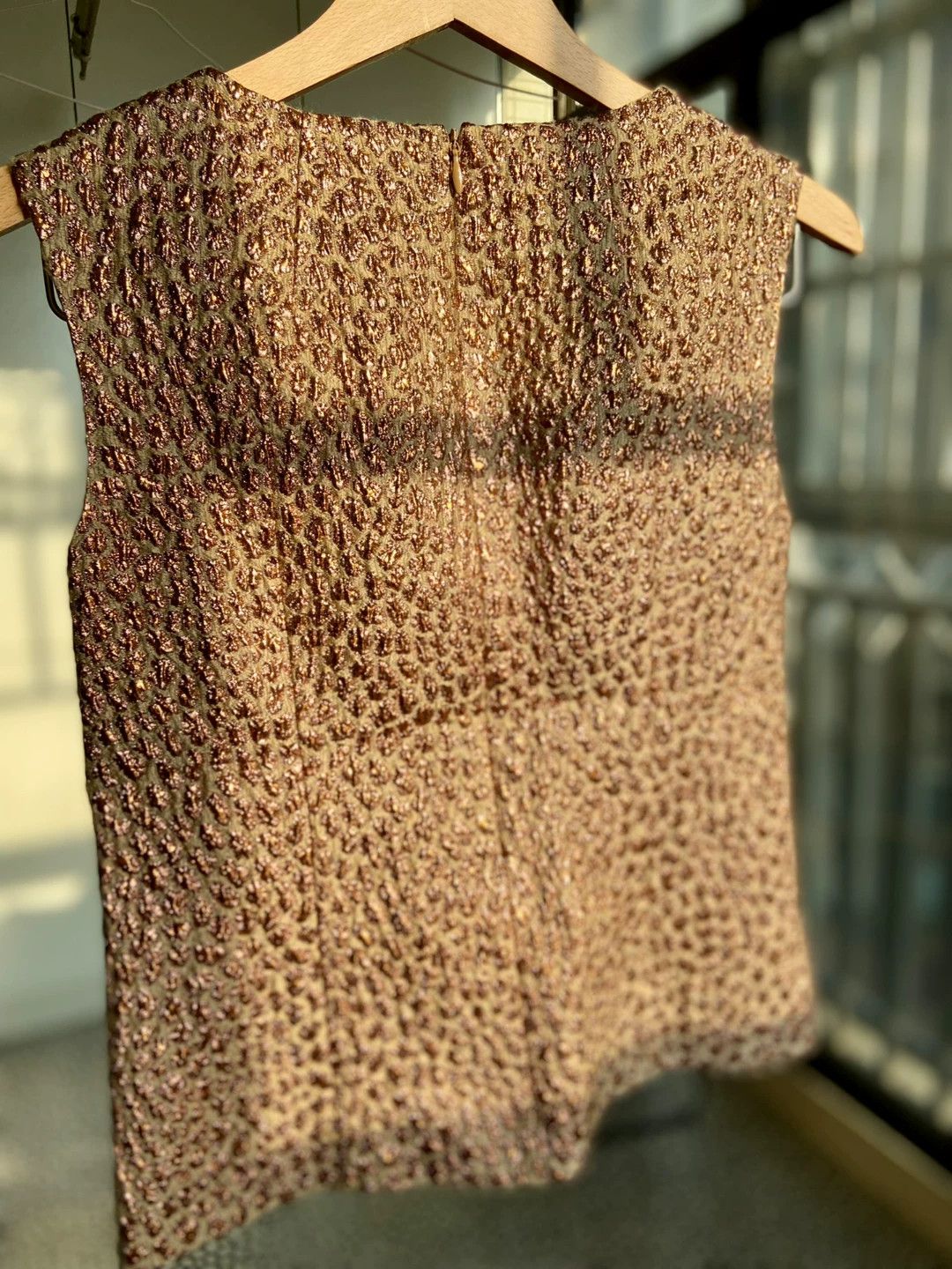 Dries Van Noten DVN Gold Brown Metallic Wire Embossed Vest 36 Size XS / US 0-2 / IT 36-38 - 5 Thumbnail