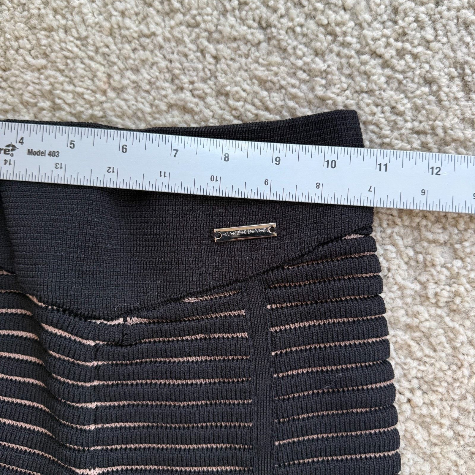 Maniere De Vior Maniere De Voir Bandage Flare Pants Y2K Ribbed Knit Stripe Size 22" - 6 Thumbnail