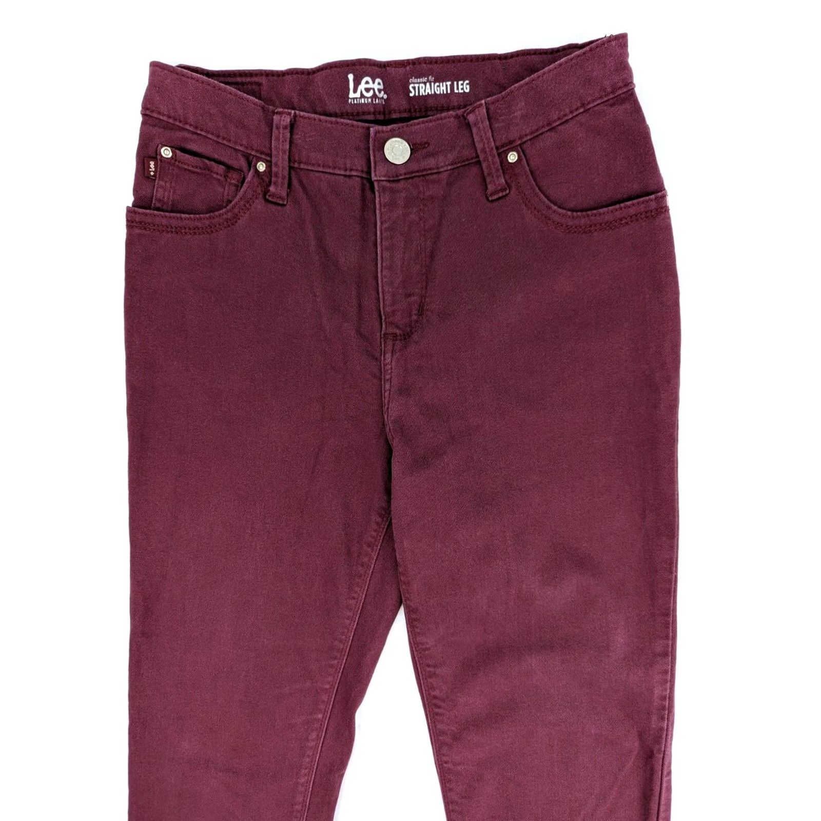 Lee Lee Platinum Label Jeans Straight Leg Red 26x29 Classic Fit Womens Petites 4 Stretch Denim Cotton Medium 5-Pocket Pockets Zipper Button Vintage No N/A Size 27" / US 4 / IT 40 - 2 Thumbnail