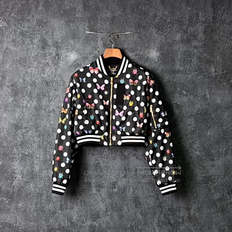 Versace Versace Polka dot insect stand-up collar padded jacket Size XS / US 0-2 / IT 36-38 - 1 Thumbnail