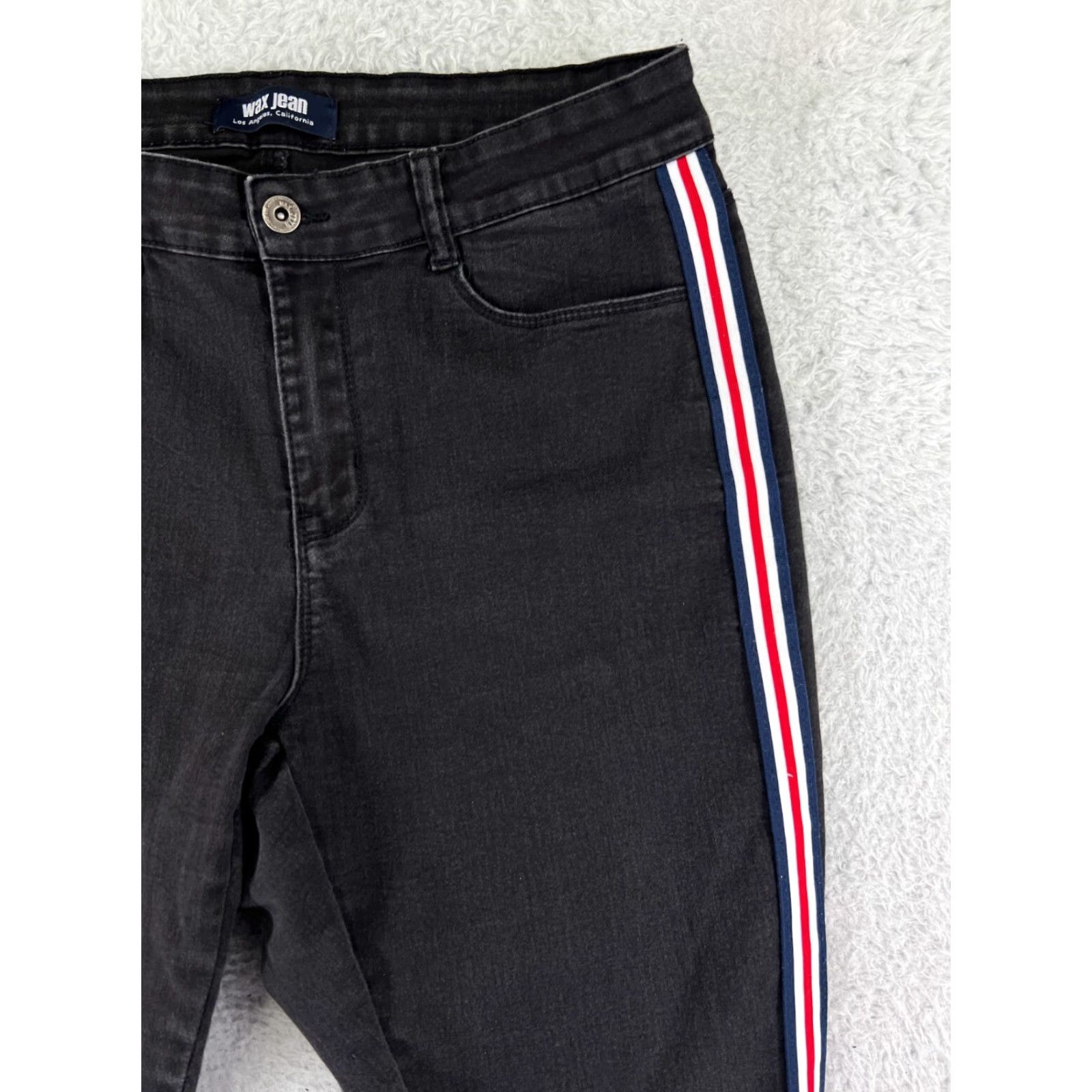 Vintage WAX JEAN Jeans Womens 16 Black Cotton Blend Denim Medium Wash Tapered 5-Pocket Design Zip Inseam 26 in Mid Rise Cotton Blend Size 38" / US 16 / IT 52 - 7 Thumbnail