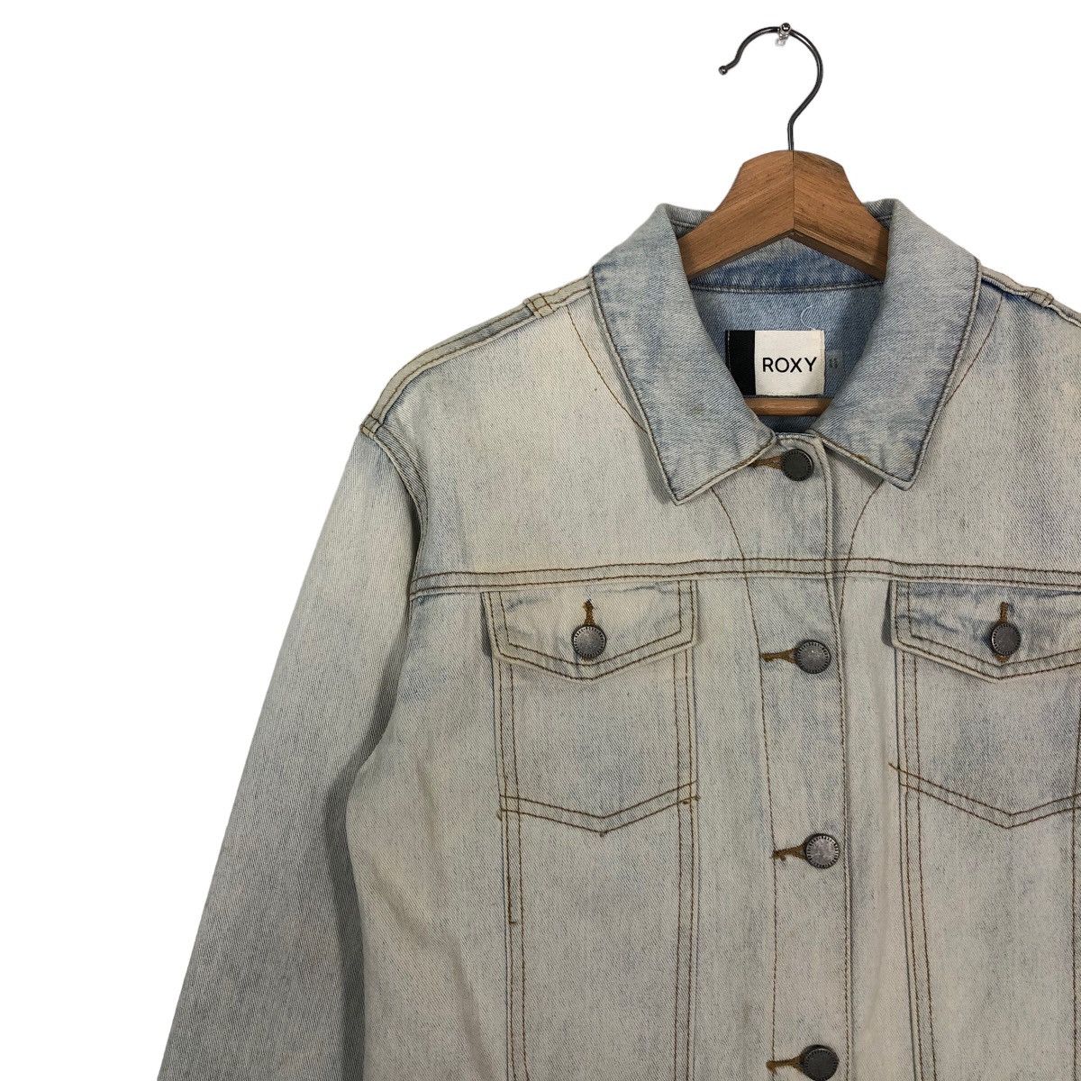 Japanese Brand 🔥Rare Acid Wash Design Denim Trucker Jacket Roxy Japan Size US S / EU 44-46 / 1 - 6 Thumbnail