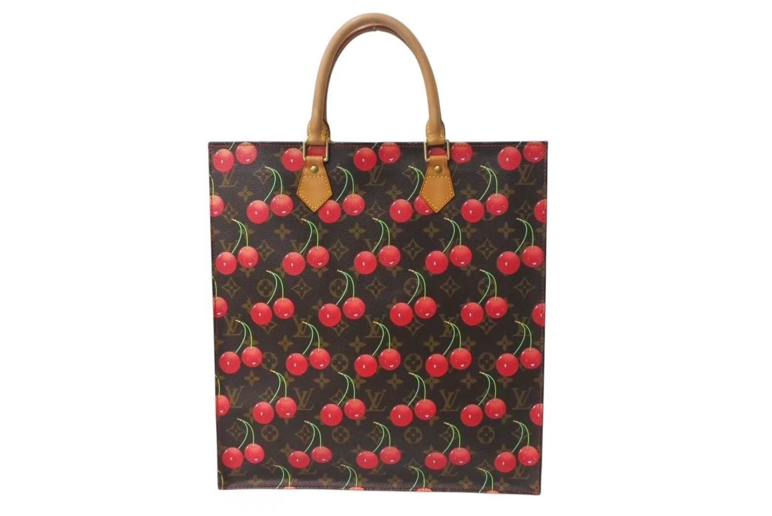 Louis Vuitton Monogram Cherry Sac Plat Tote Bag Takashi Murakami 2005 in Brown, Men's