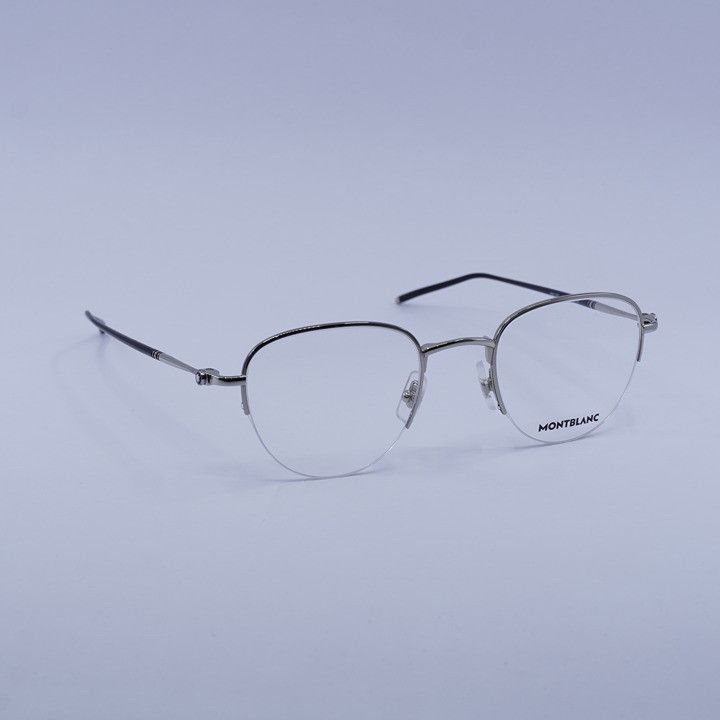 Montblanc Montblanc MB0129O 001 Eyeglasses Silver 49mm Geometric Frame Size ONE SIZE - 5 Thumbnail