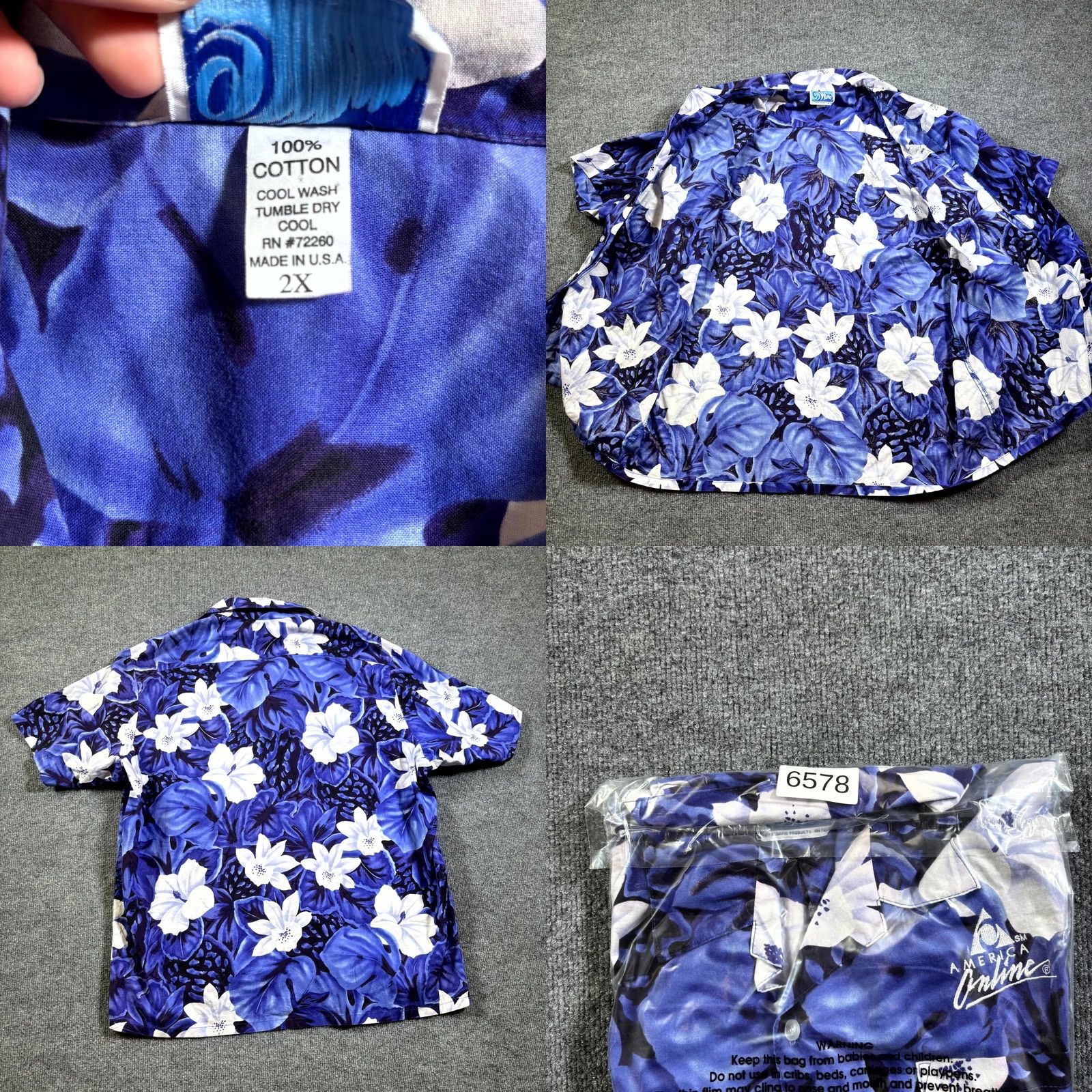 Vintage VTG 9th Wave Button-Up Shirt Women 2X Purple Floral Beach Hawaiian USA Size XXL / US 16-18 / IT 52-54 - 8 Thumbnail
