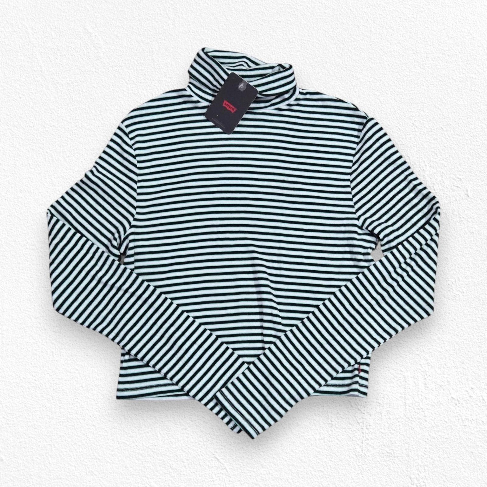 Levi's Levi's Striped Rib Knit Turtleneck Crop Top Small Y2K NWT Size S / US 4 / IT 40 - 1 Thumbnail