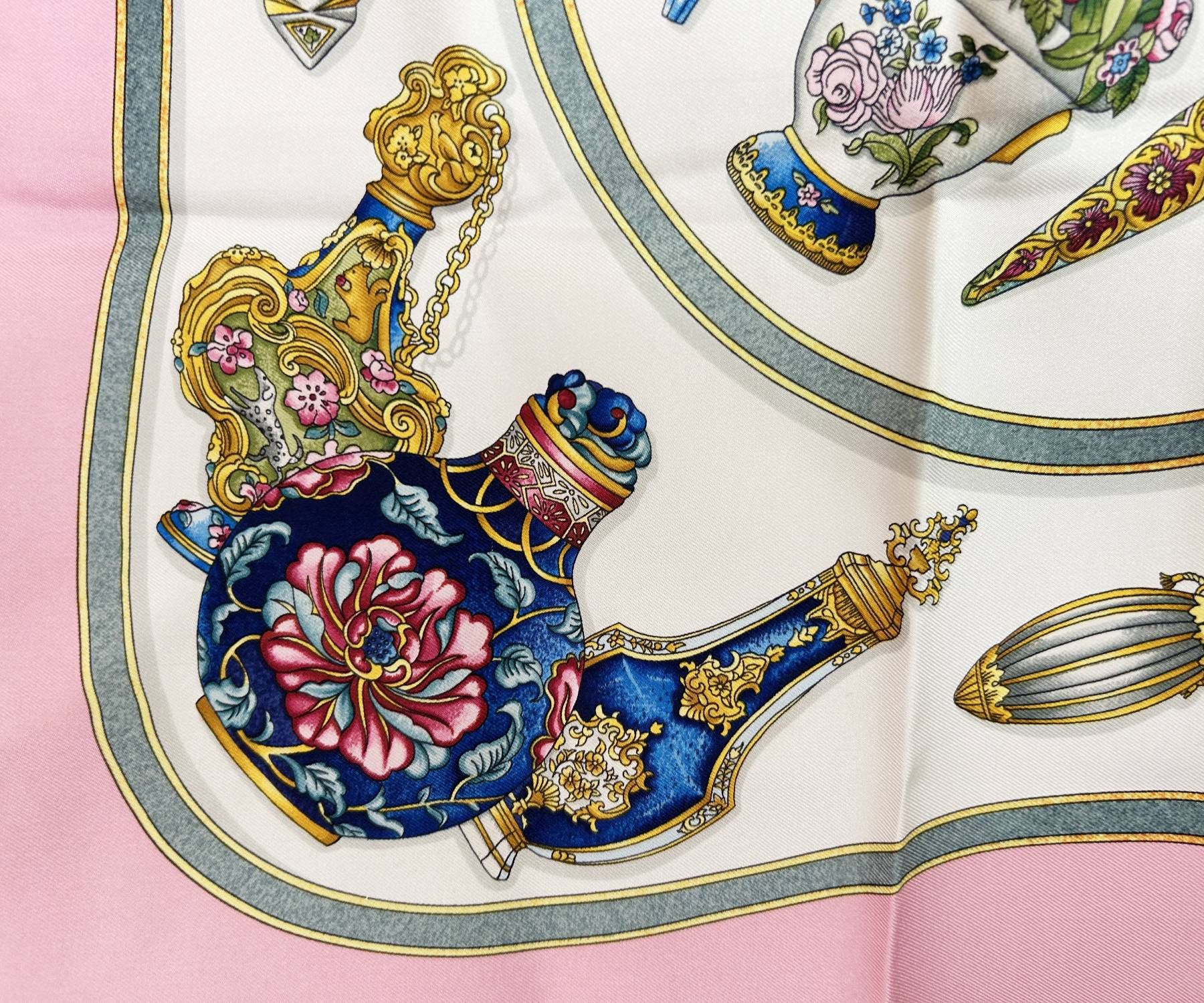Hermes Hermes Vintage Pink Blue perfume Qu Importe le Flacon Scarf Size ONE SIZE - 3 Thumbnail