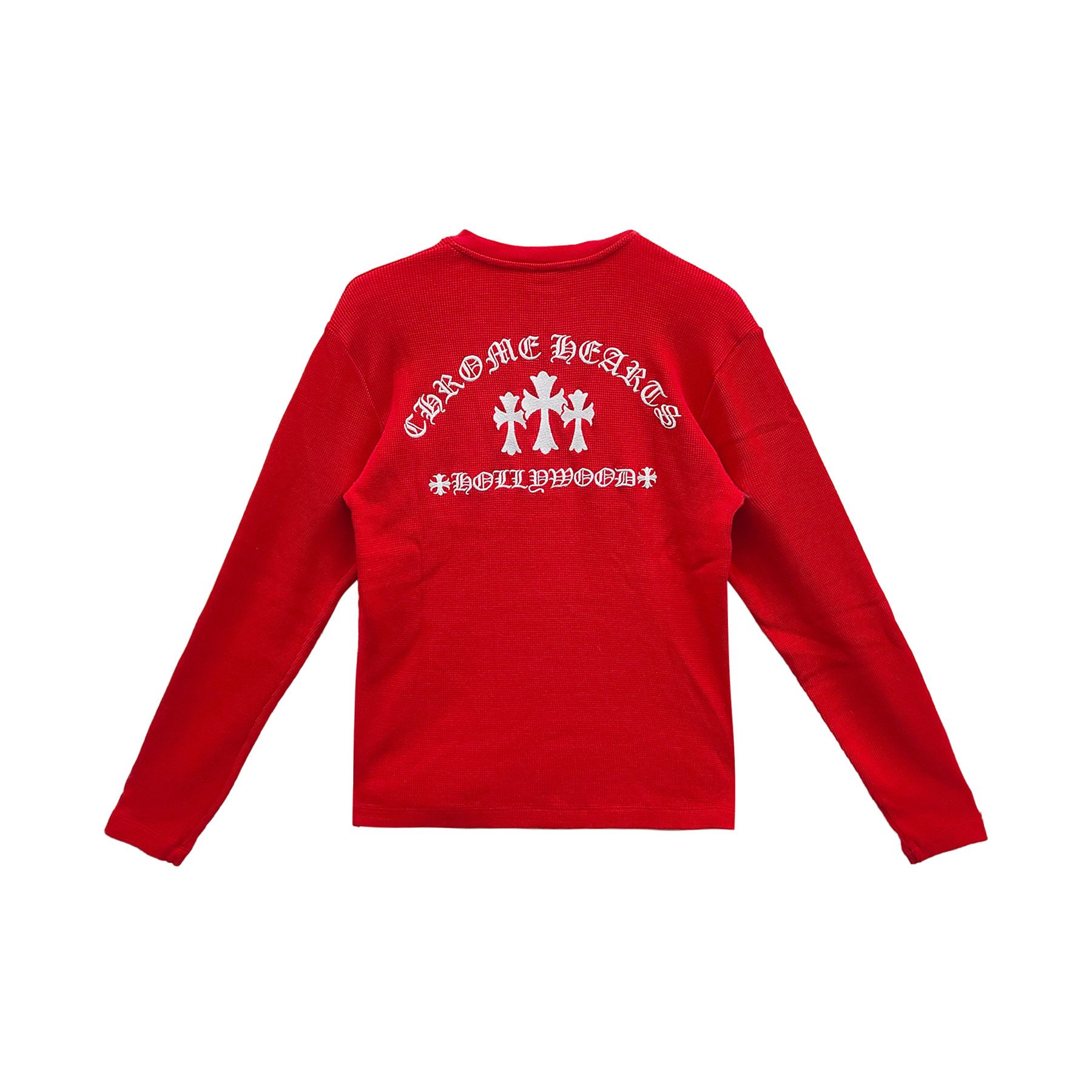 Chrome Hearts Chrome Hearts Henley Embroidered Thermal Red T-Shirt Tee Size US M / EU 48-50 / 2 - 2 Thumbnail