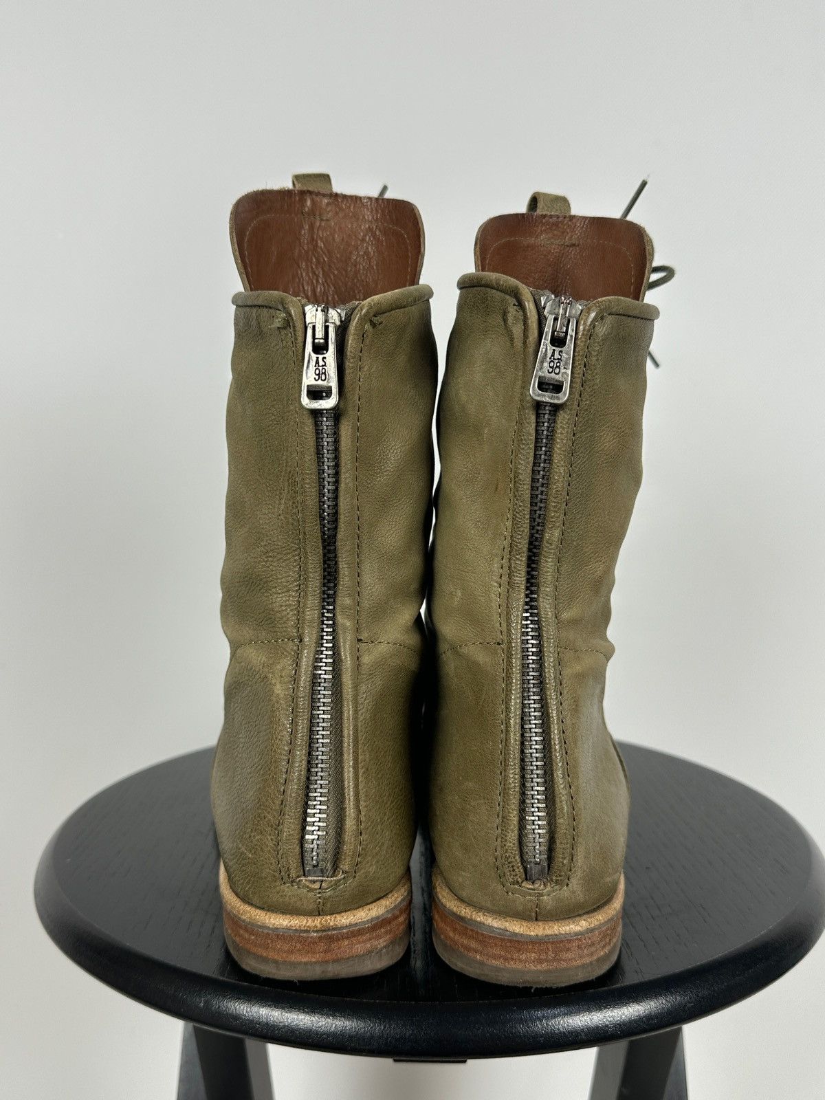 A.S.98 A.S.98. Airstep Olive Green Leather Back Zipper Ankle Boots Size US 11 / IT 41 - 6 Thumbnail