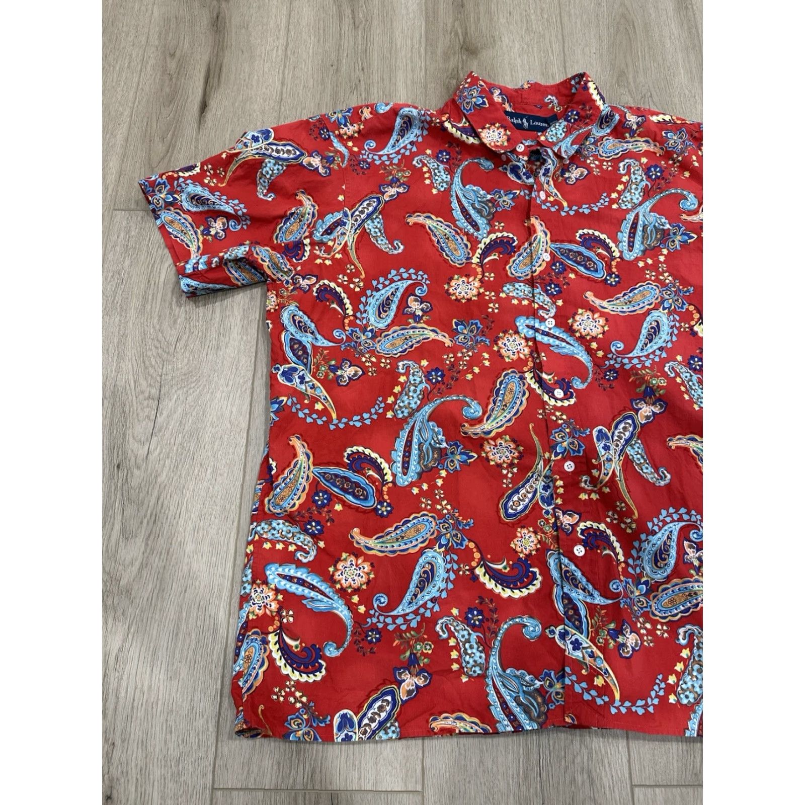 Ralph Lauren VINTAGE Ralph Lauren Short Sleeve Button Shirt Mens 2XL Paisley AOP Red Rare Shirt Size US XXL / EU 58 / 5 - 3 Thumbnail