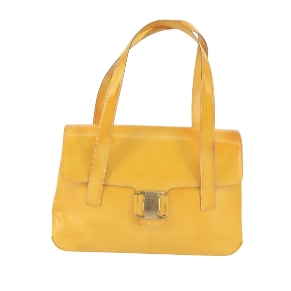 Salvatore Ferragamo Vara Yellow Leather Shoulder Bag (Pre-Owned) Size ONE SIZE - 1 Thumbnail