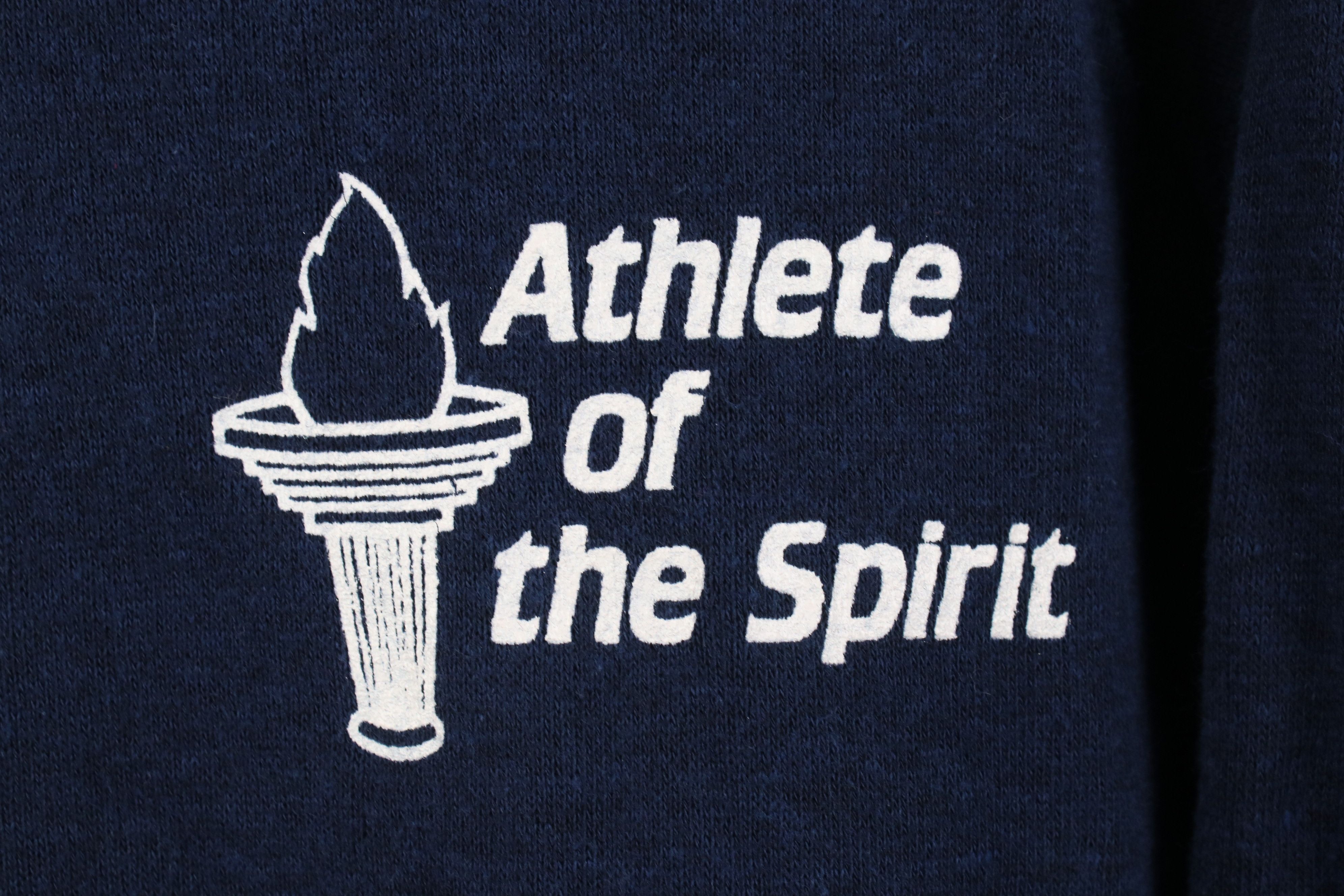 Vintage Vintage 70s Athlete of the Spirit Hoodie Sweatshirt Blue USA Size US XL / EU 56 / 4 - 4 Thumbnail