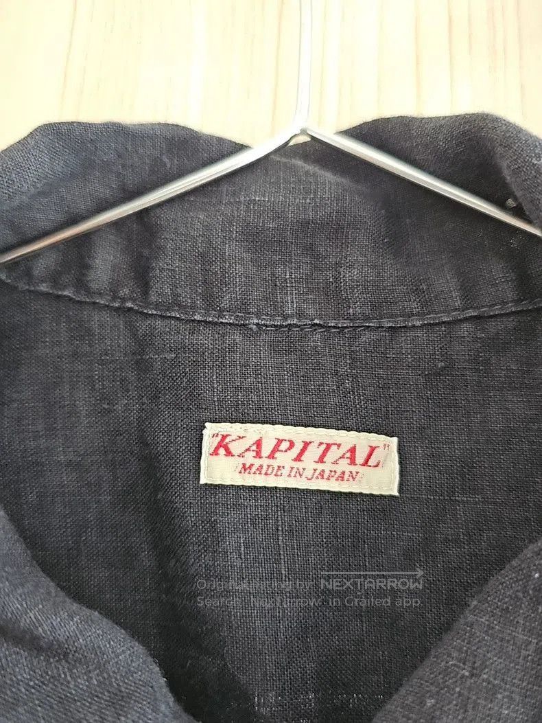 Kapital Black Linen Short Sleeve Shirt by Kapital. Size US L / EU 52-54 / 3 - 4 Thumbnail