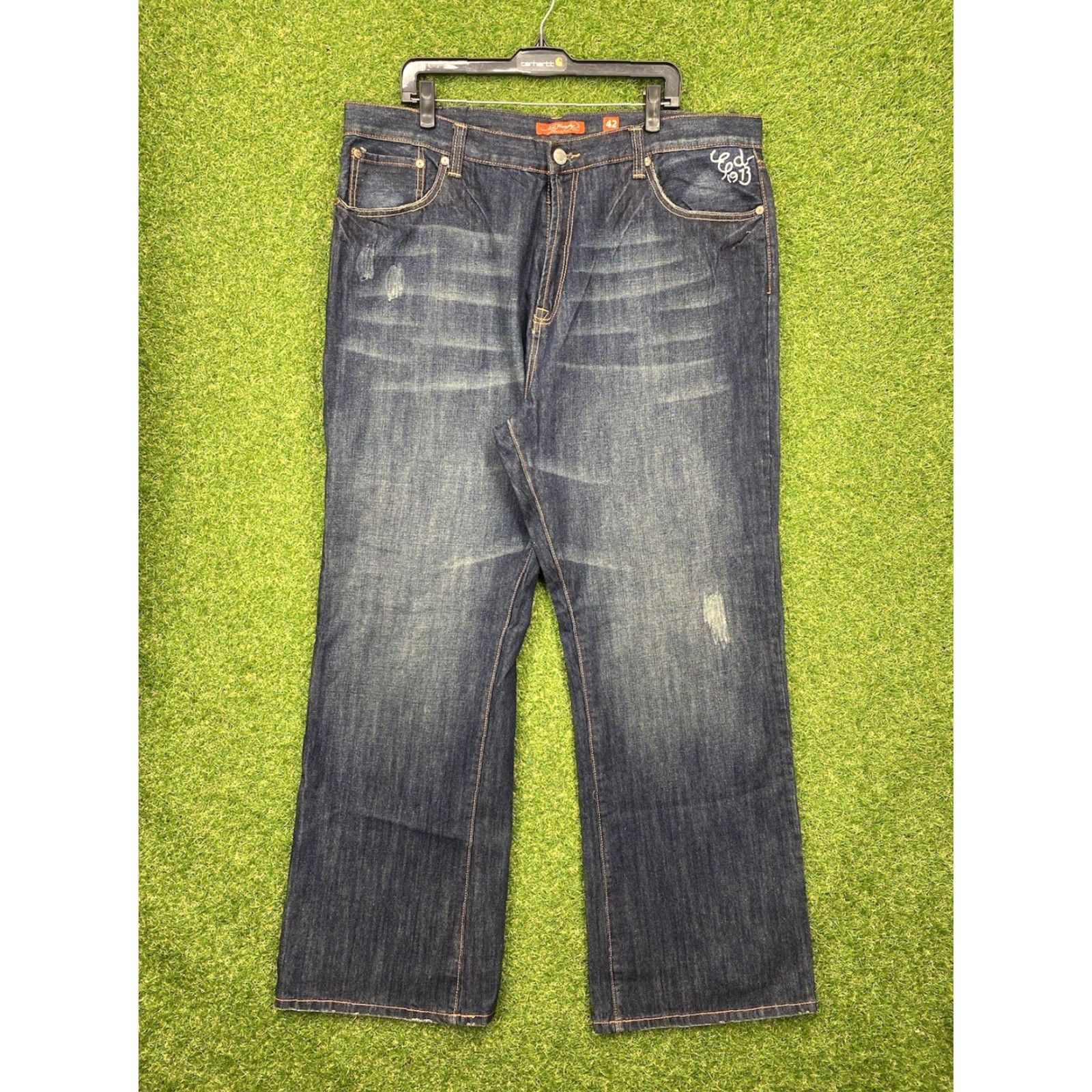 Ed Hardy VINTAGE Ed Hardy Jeans Mens 42x34 Baggy Relaxed Denim Blue 90s Tiger Logo Rock Mens Regular Jeans SJ? Size US 42 / EU 58 - 2 Thumbnail