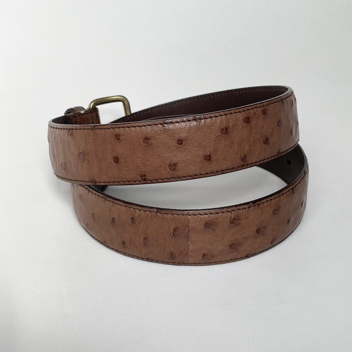 Prada 3cm Brown Ostrich Leather Belt Size 30 - 7 Thumbnail