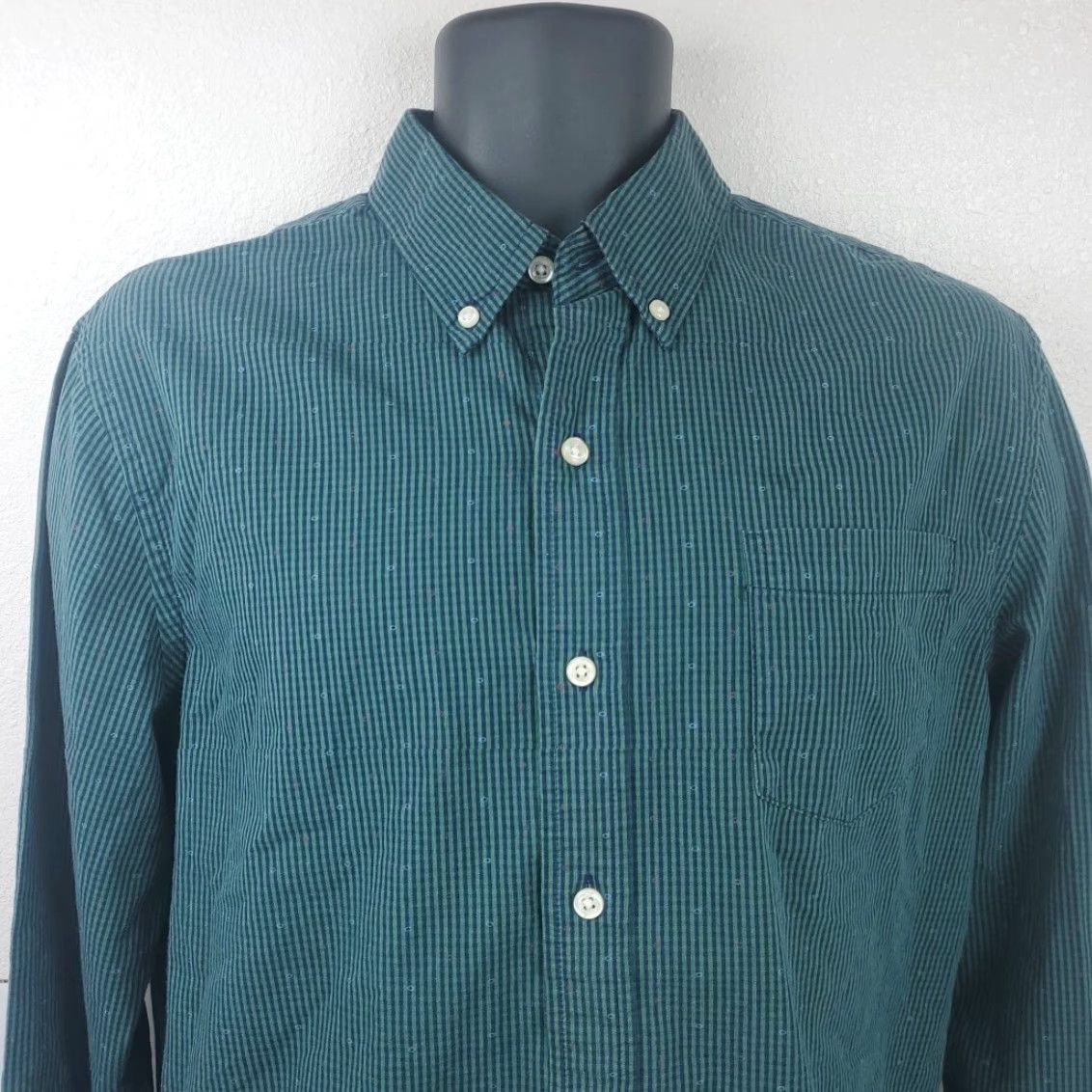 Chaps CHAPS Shirt Button-Down Striped Green Navy Stretch Easy Spandex Car Regular L Mens Size US L / EU 52-54 / 3 - 5 Thumbnail