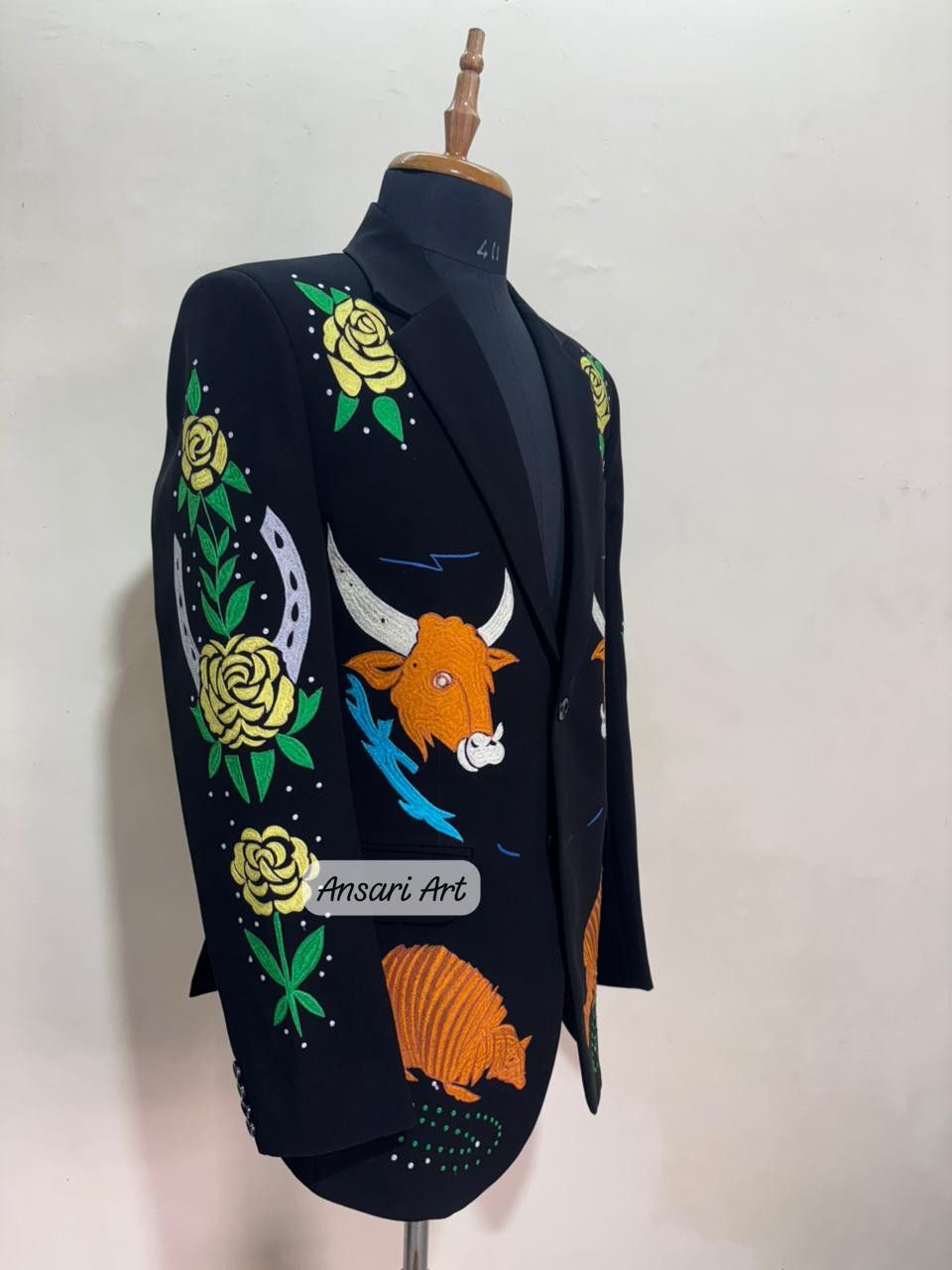 Other Men 2PC Customized Panther embroidery western prom outfit Size 46S - 4 Thumbnail