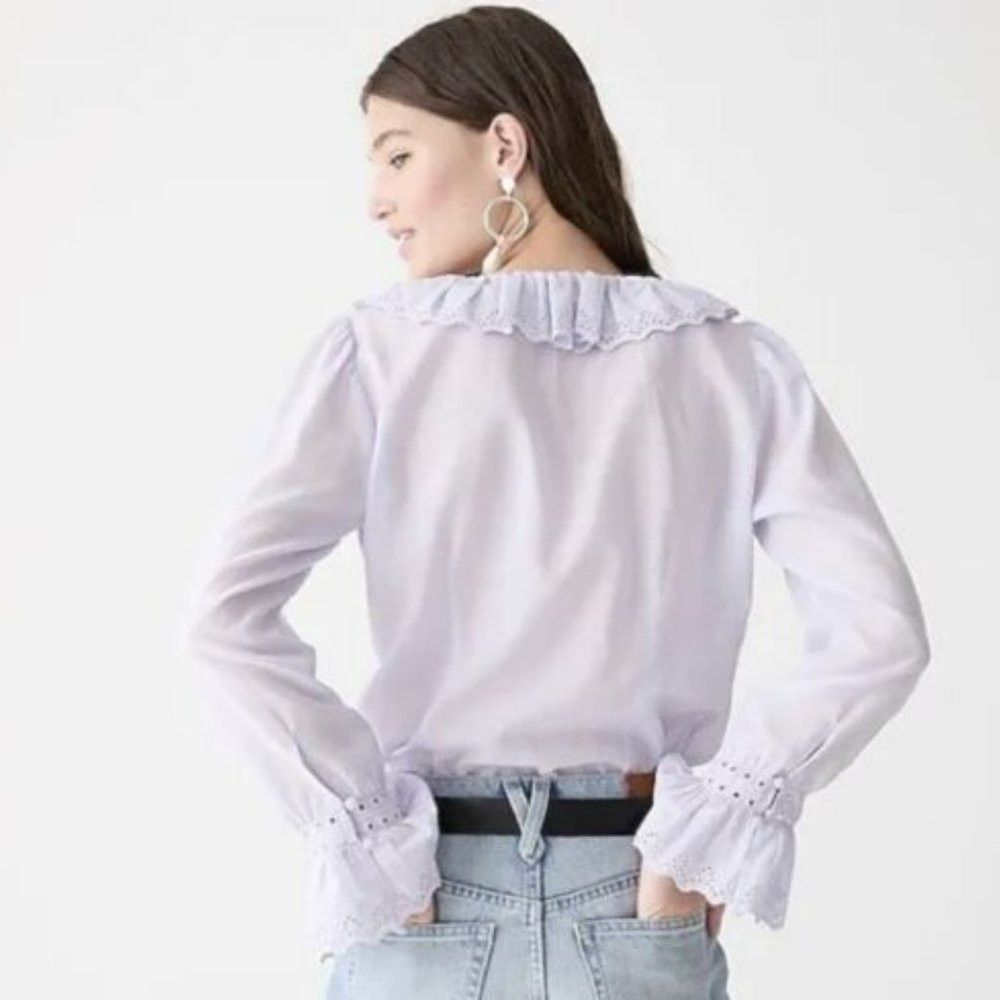 J.Crew NWT New $110 J.Crew Embroidered Ruffle-collar with Eyelet L Size XS / US 0-2 / IT 36-38 - 3 Thumbnail